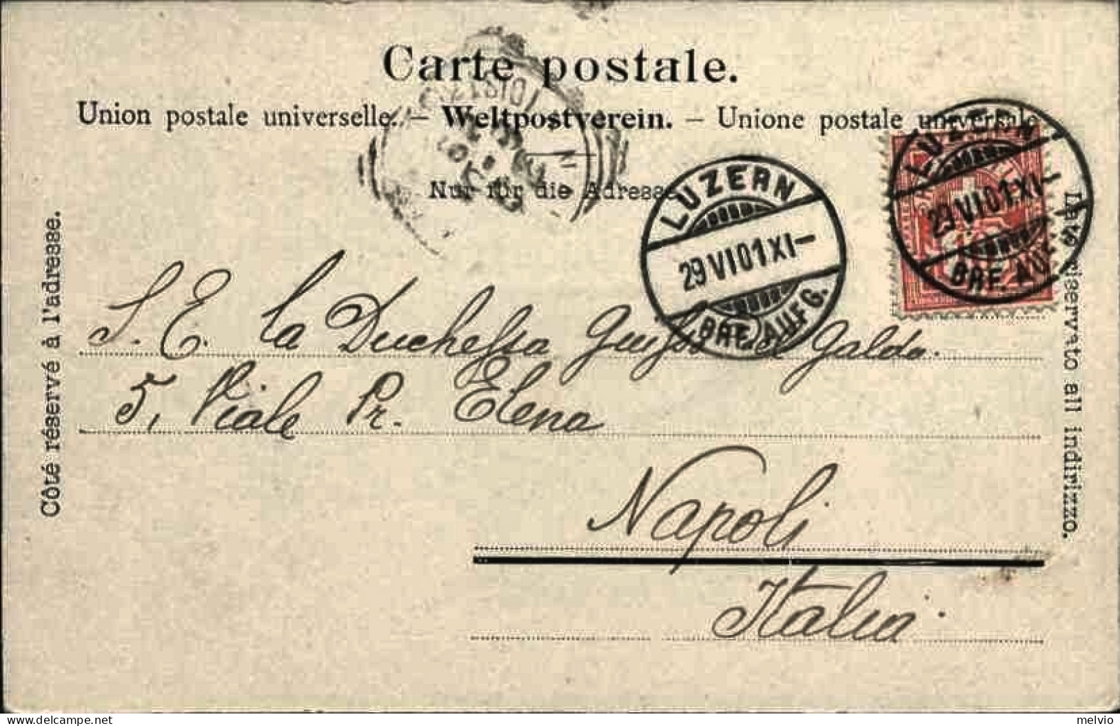 1901-Svizzera Cartolina Lucerna-trenino Su Rotaia A Cremagliera Affrancata 10c.d - Andere & Zonder Classificatie