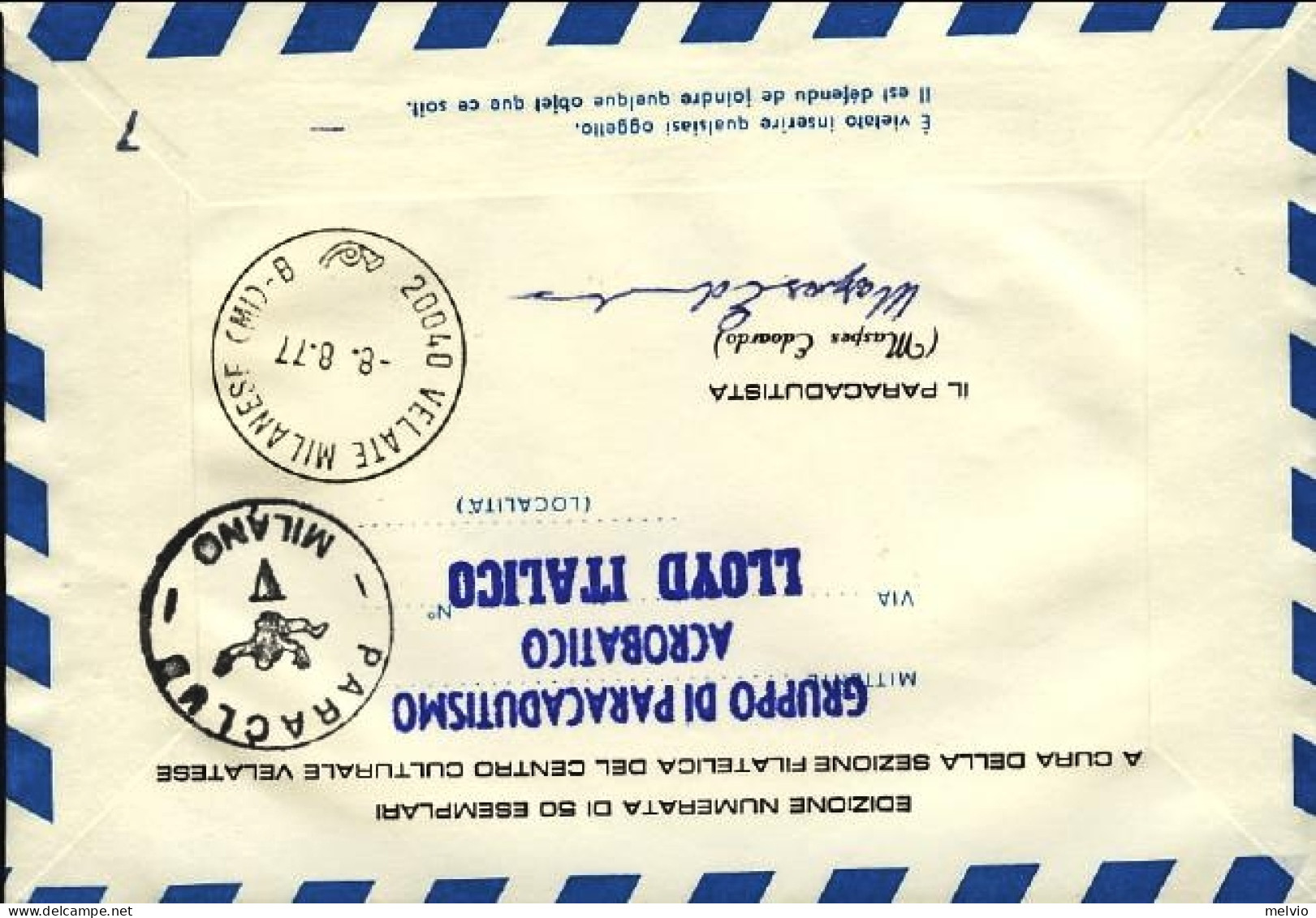 San Marino-1977 L.180 Esposizione Mondiale Italia 76 Bollo Posta Trasportata Con - Airmail