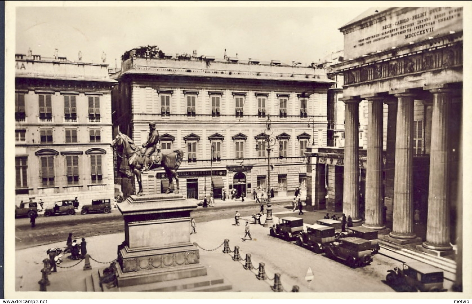 1936-cartolina Foto Genova Hotel De Genes E Monumento A Garibaldi Affrancata 20c - Genova (Genoa)
