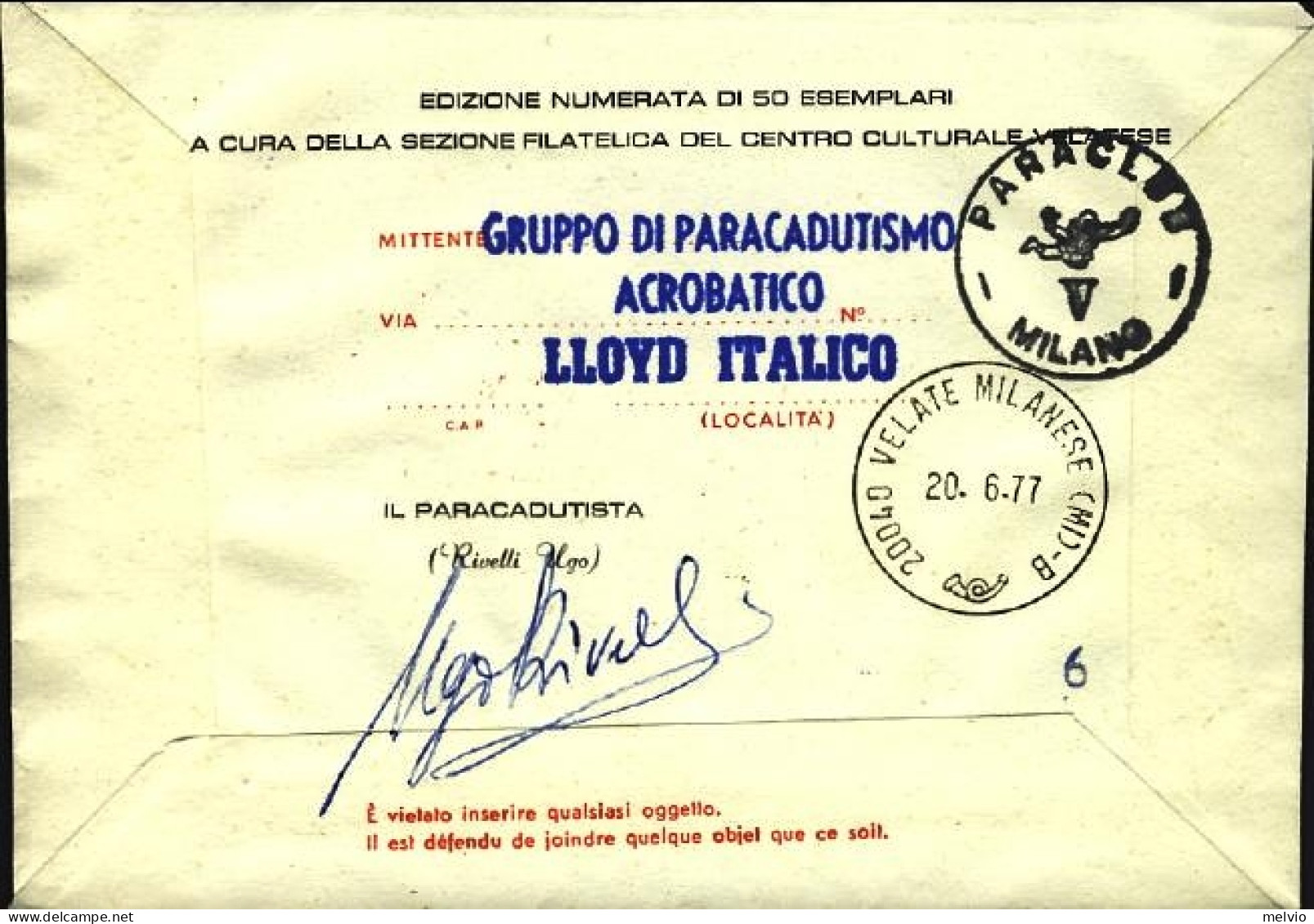 1977-L.200 I Linea Aerea Civile Italiana Bollo Posta Trasportata Con Aereo CESSN - 1971-80: Marcofilia
