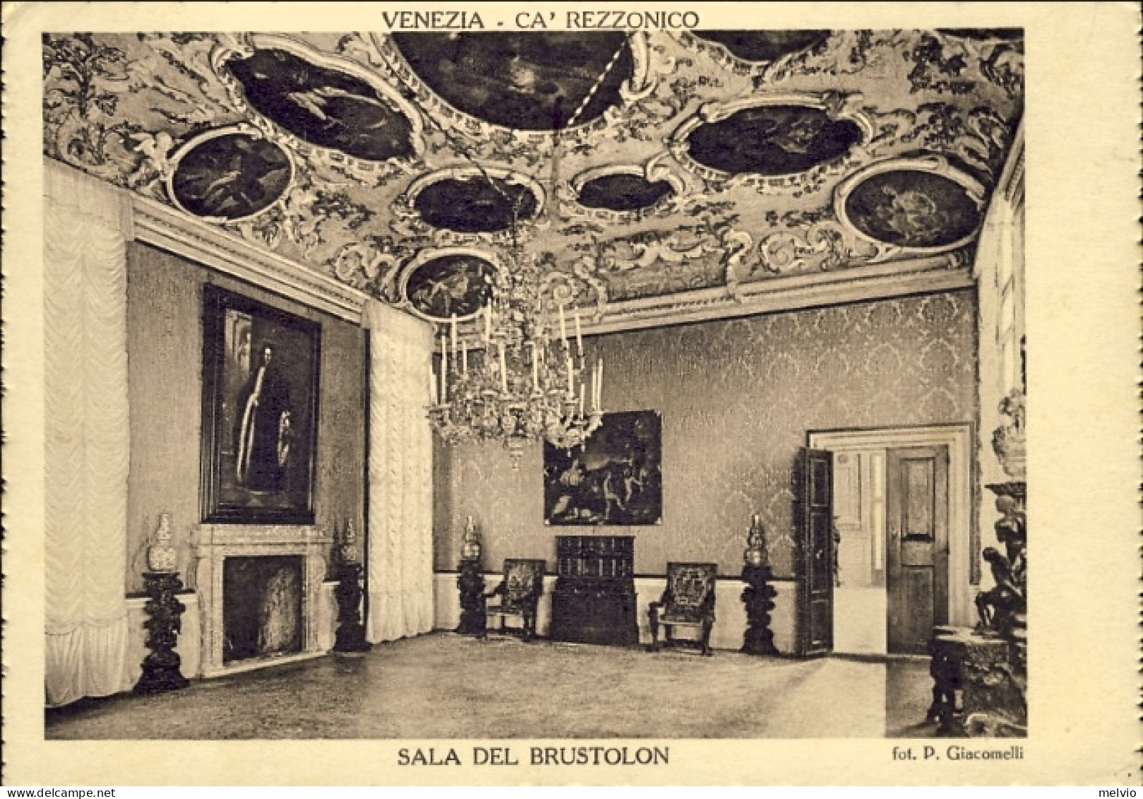 1941-cartolina Venezia Ca' Rezzonico Sala Del Brustolon Affrancata 20c. Fratella - Venezia (Venice)