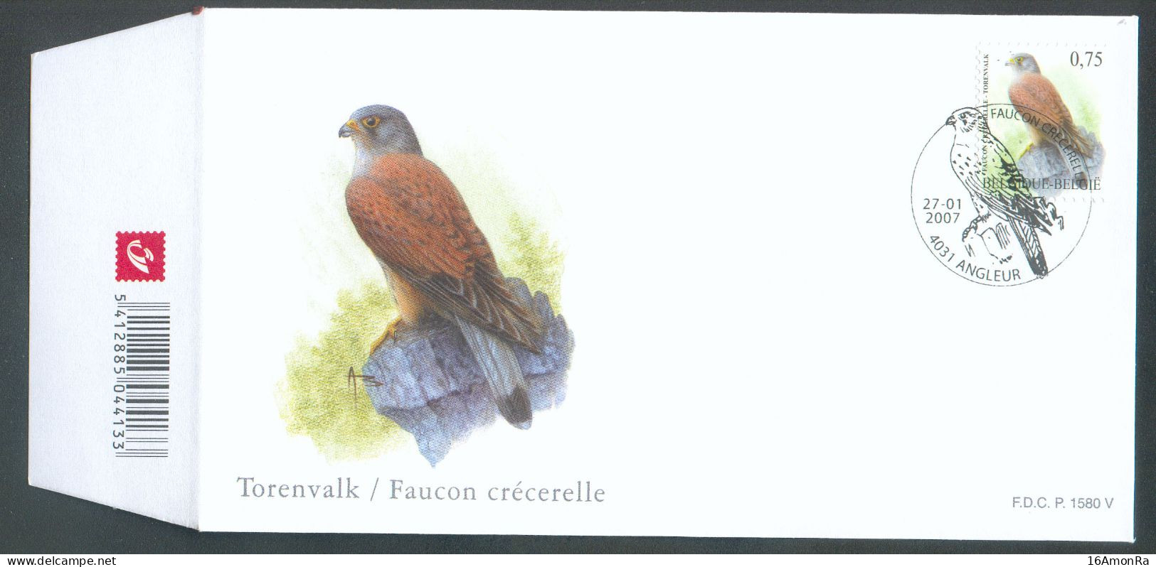 BUZIN OISEAU VOGEL BIRD - FDC TORENVALK  FAUCON CRECELLE Obl. Sc ANGLEUR 27-01-2007 -  22141 - 2001-2010