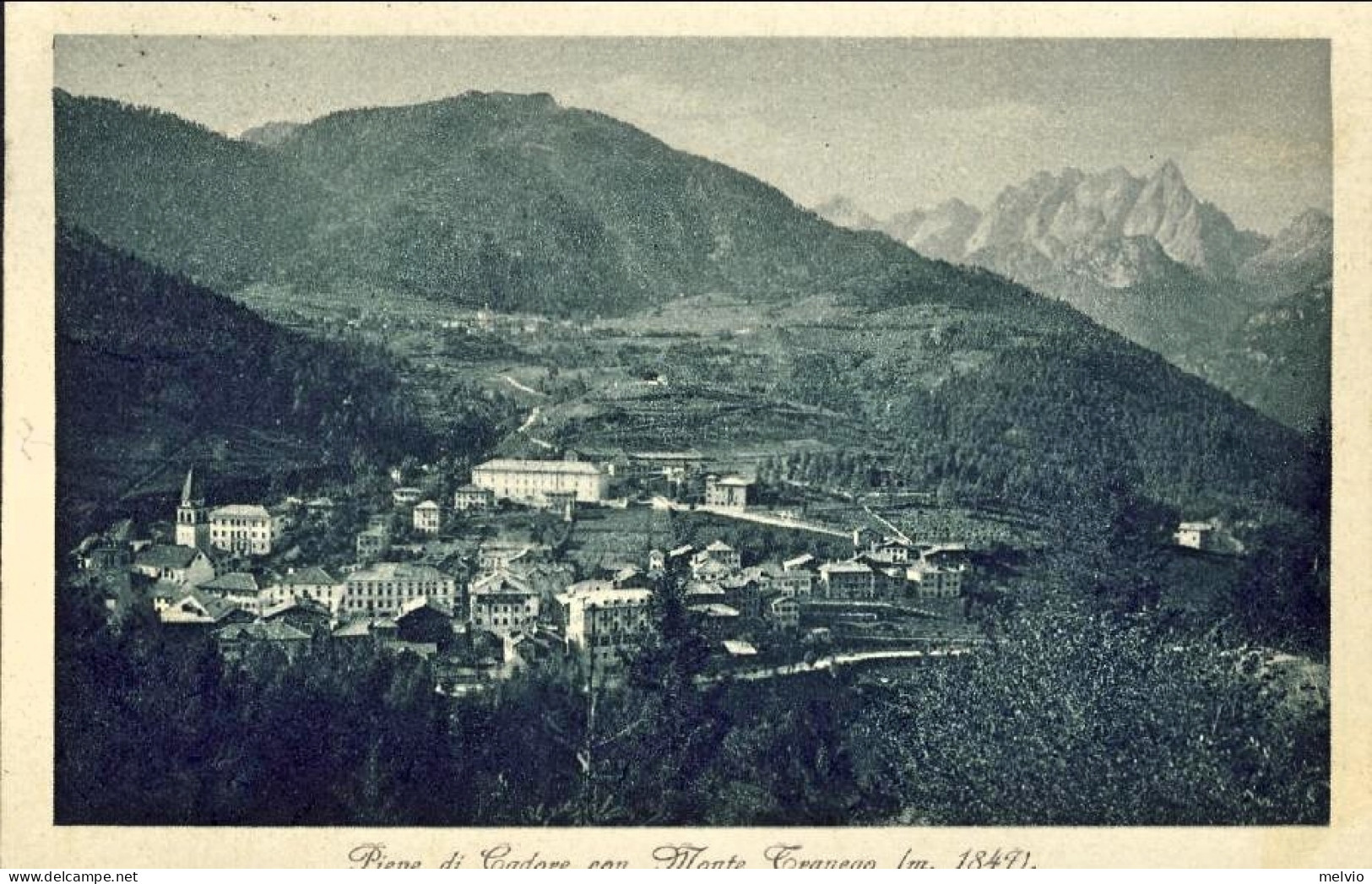 1932-cartolina Pieve Di Cadore Con Monte Tranego Affrancata 10c.Cinquantenario G - Belluno