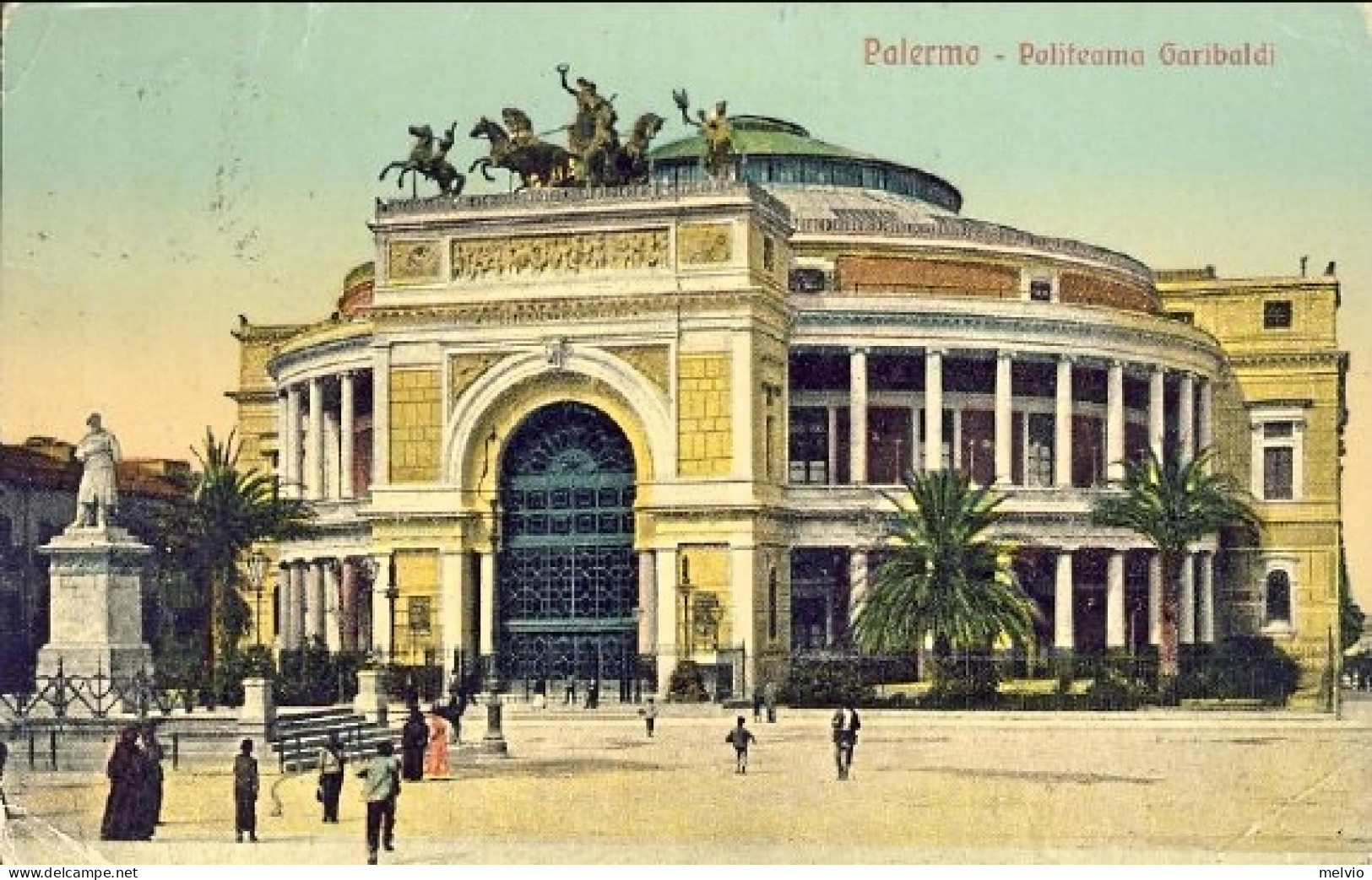1915-Palermo Politeama Garibaldi Affrancata 5c.Leoni Annullo Di Natante Palermo- - Palermo