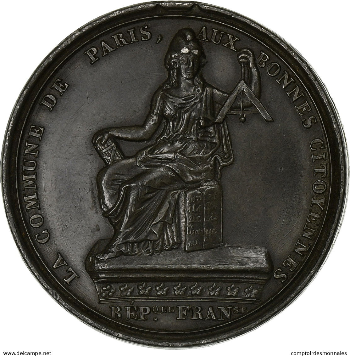 France, Médaille, Commune De Paris Aux Bonnes Citoyennes, 1871, Etain, SUP+ - Autres & Non Classés