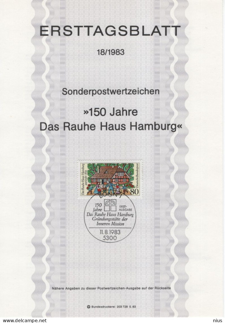 Germany Deutschland 1983-18 150 Jahre Das Rauhe Haus Hamburg, Canceled In Bonn - 1981-1990