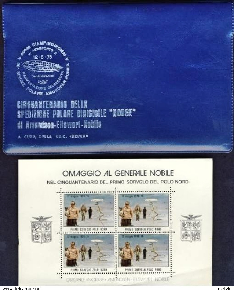 1976-folder Cinquantenario Della Spedizione Polare Dirigibile Norge Amundsen-Ell - Erinnofilia