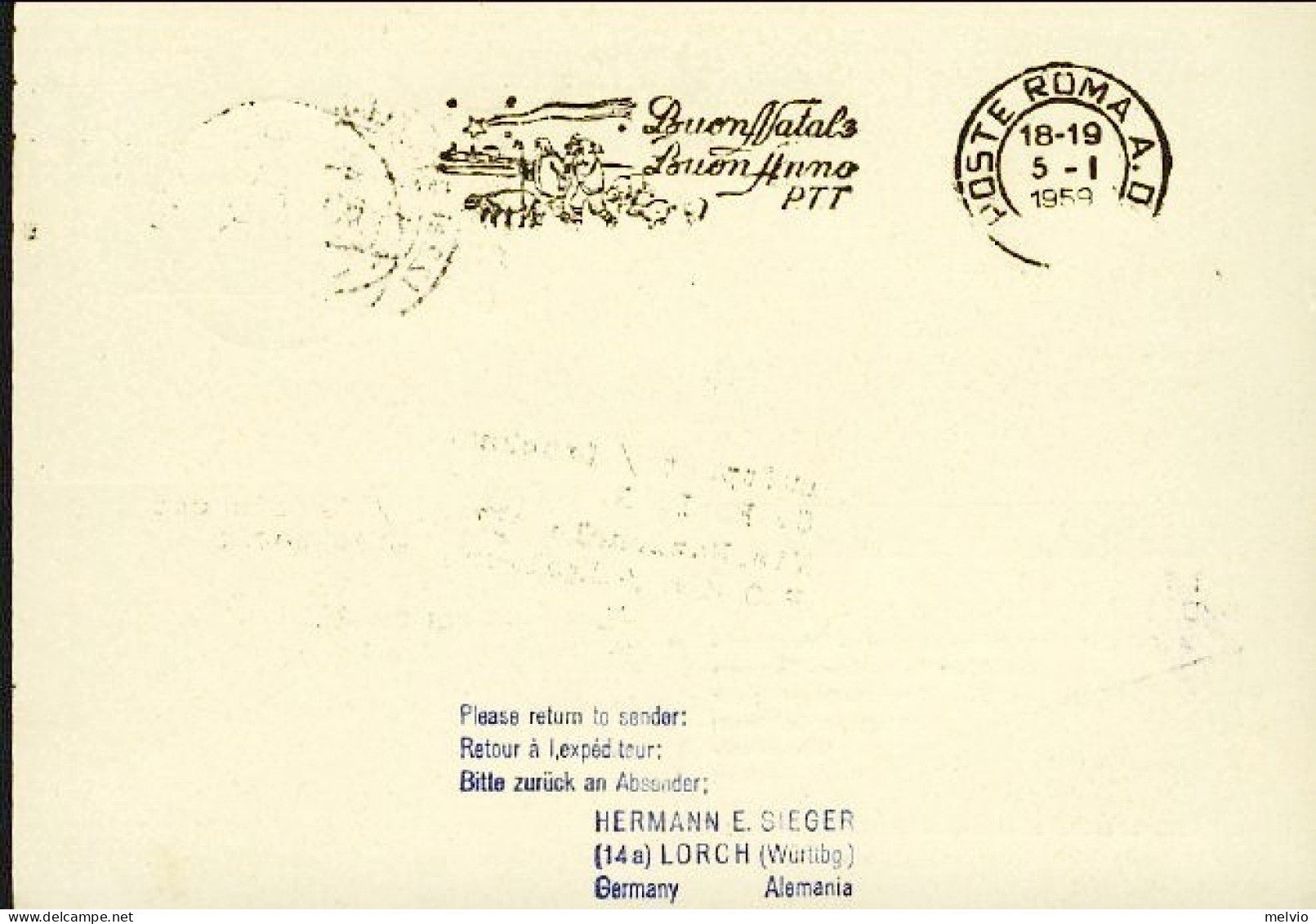 1959-Germania Intero Postale Illustrato 10pf.con Affrancatura Aggiunta Volo Luft - Brieven En Documenten
