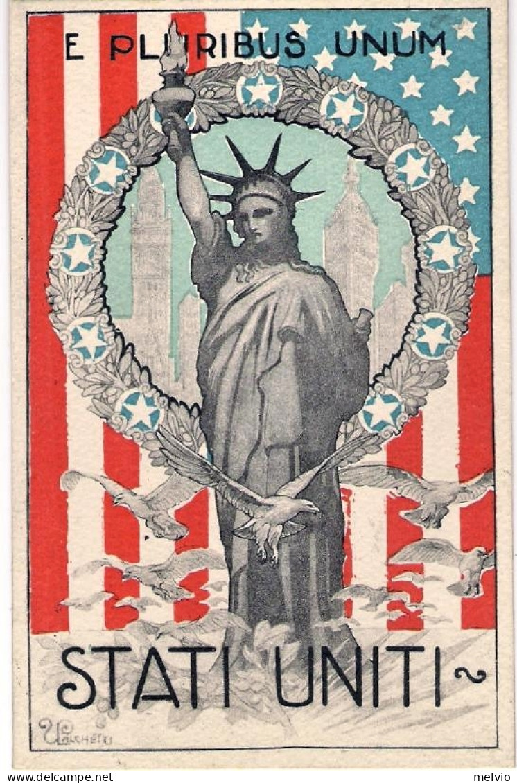 1918-U.S.A. Cartolina Patriottica "E Pluribus Unum" - Poststempel