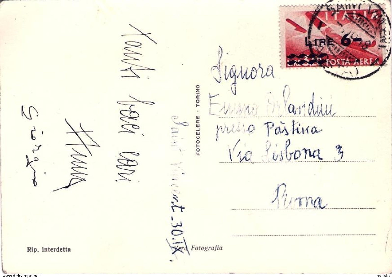 1948-Aosta Cartolina Saint Vincent Grand Hotel Billia E Panorama Affrancata Post - Aosta