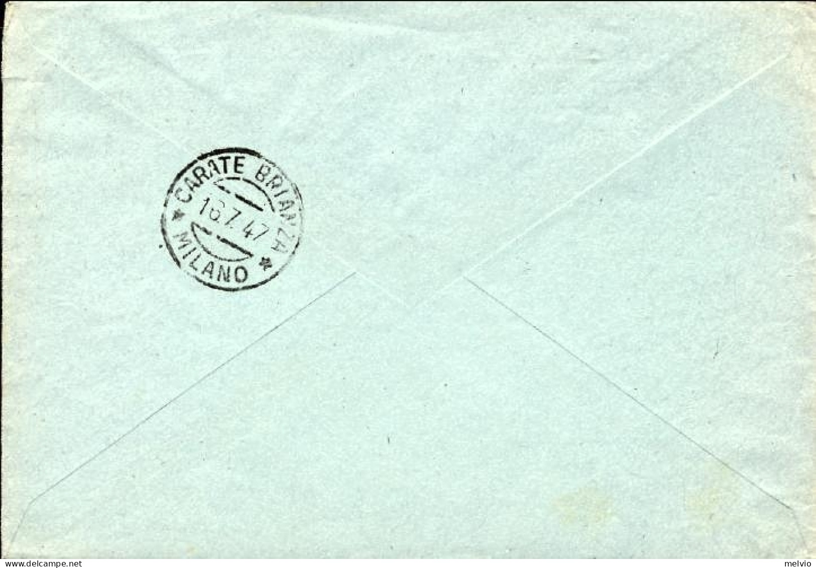 1947-A.M.G.-V.G. Busta Affrancata L.2 Imperiale Senza Fasci+L.4 Democratica Annu - Storia Postale