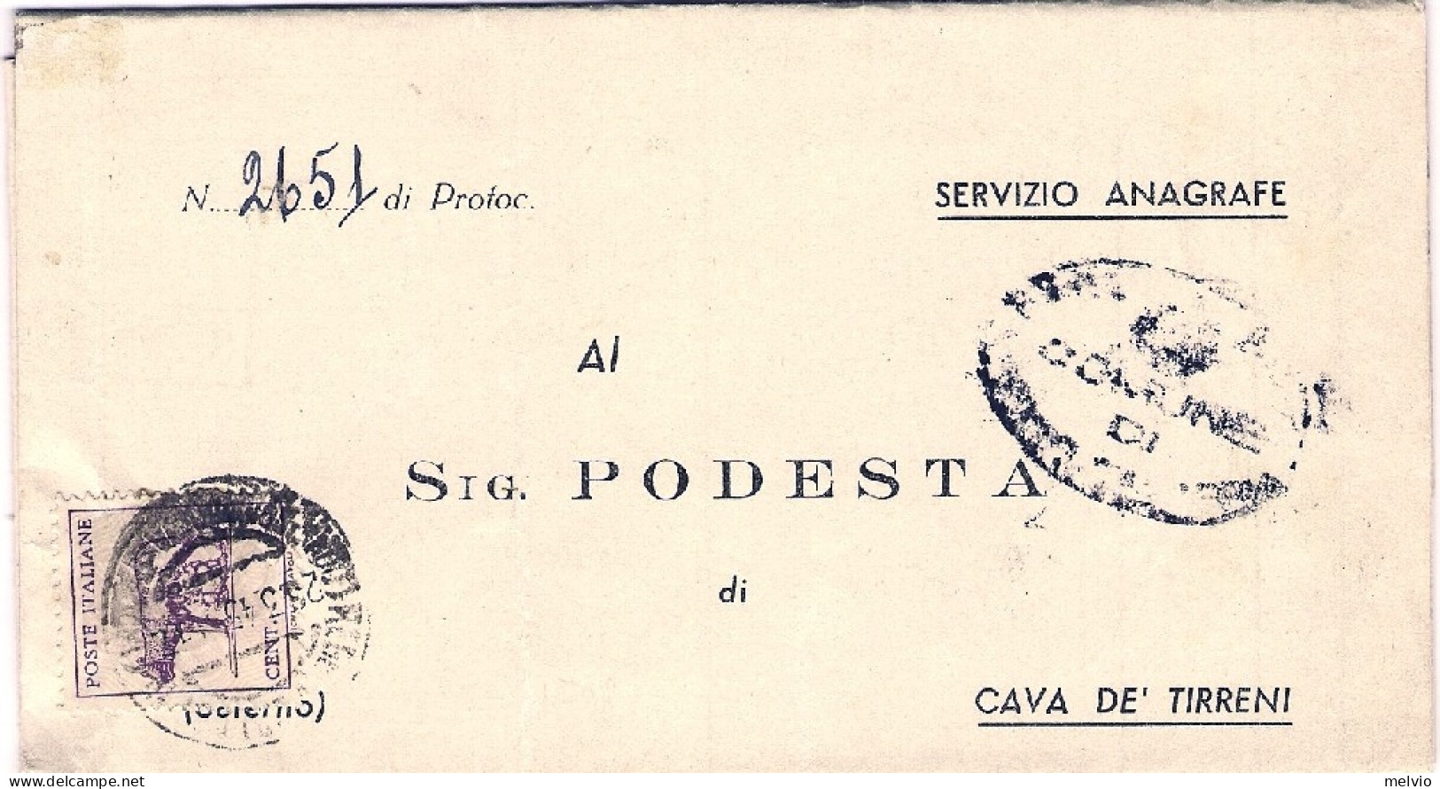 1944-piego Affrancato 50c. Lupa Senza Filigrana - Poststempel