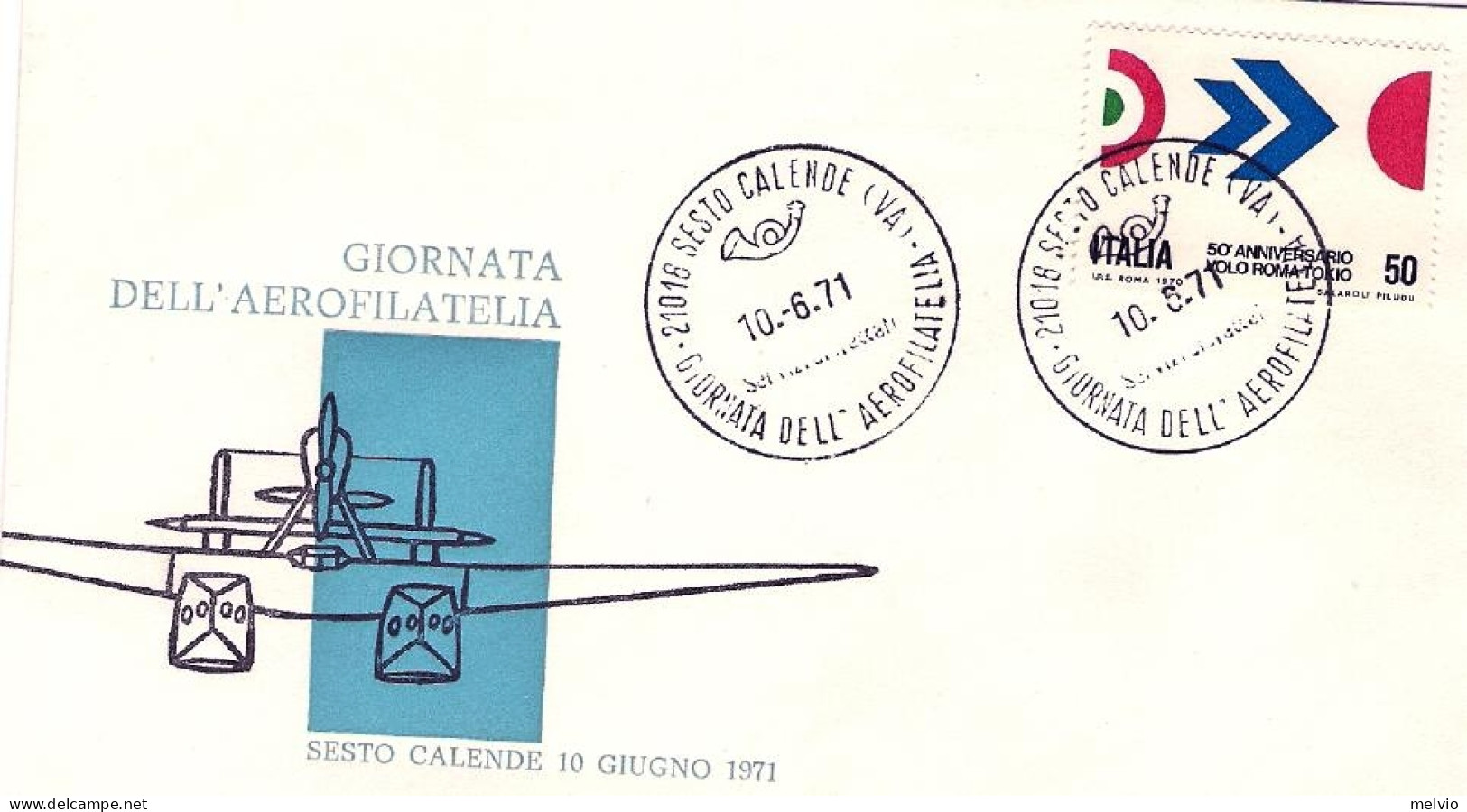 1971-busta Illustrata Sesto Calende Giornata Dell'aerofilatelia E Bollo Della Ma - Betogingen