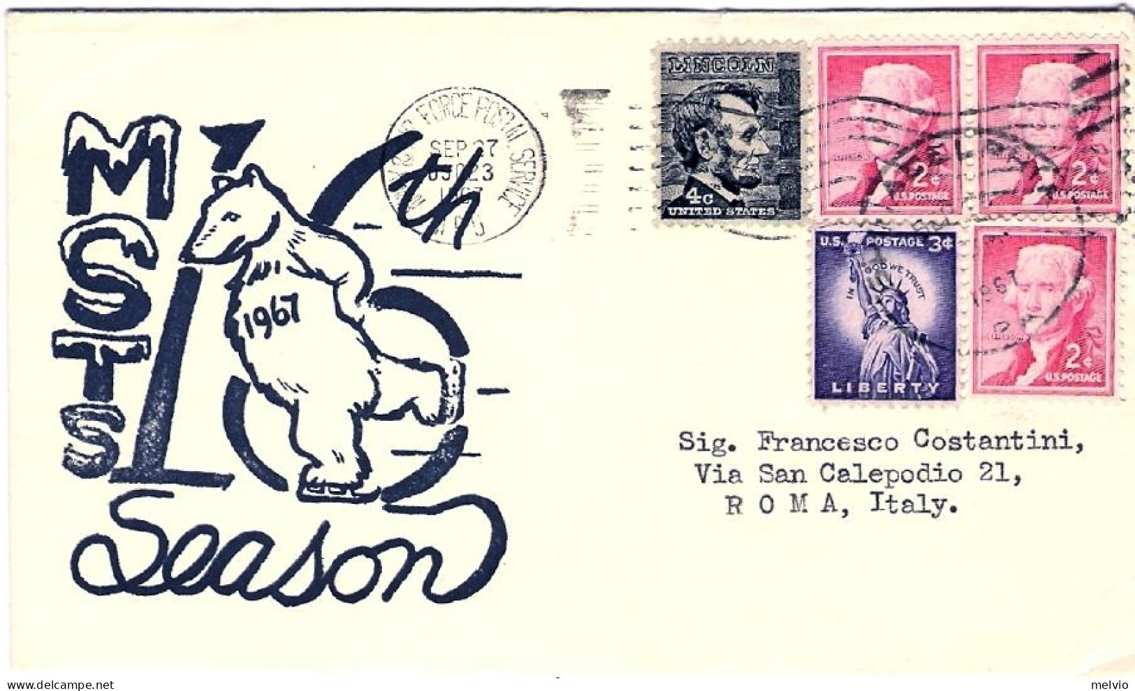 1967-U.S.A. MSTS Season Annullo APO Army Air Force Postal Service - 3c. 1961-... Lettres