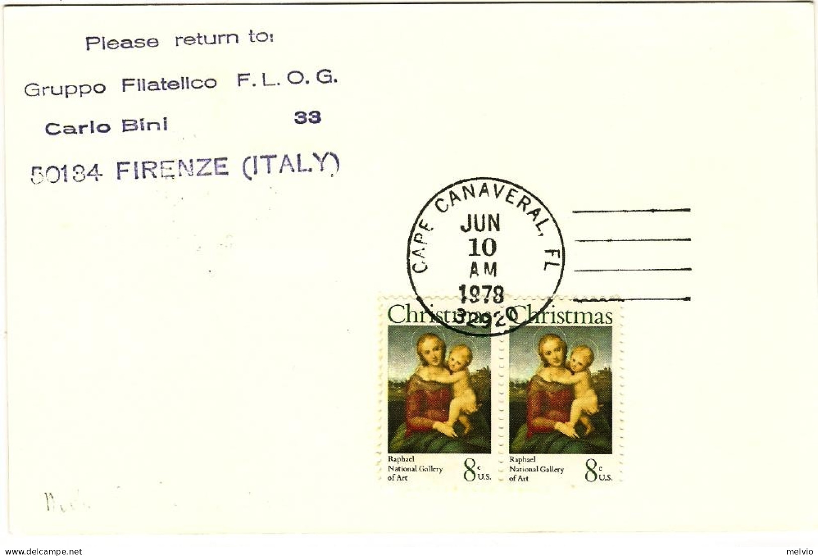 1978-cartolina Per Via Aerea Officine Galileo Lancio O.T.S. Cap Canaveral Affran - Autres & Non Classés