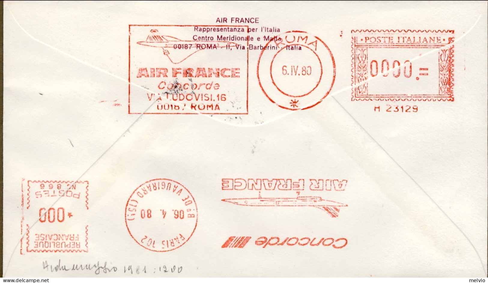 San Marino-1980 I^volo Airbus Roma Parigi Della Air France - Poste Aérienne