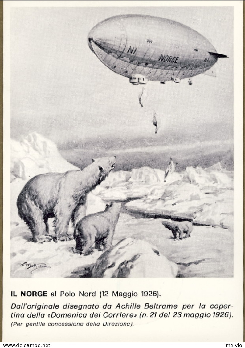 1976-cartolina Illustrata 50 Anniversario Volo Transpolare Del Dirigibile Norge  - Erinnofilia