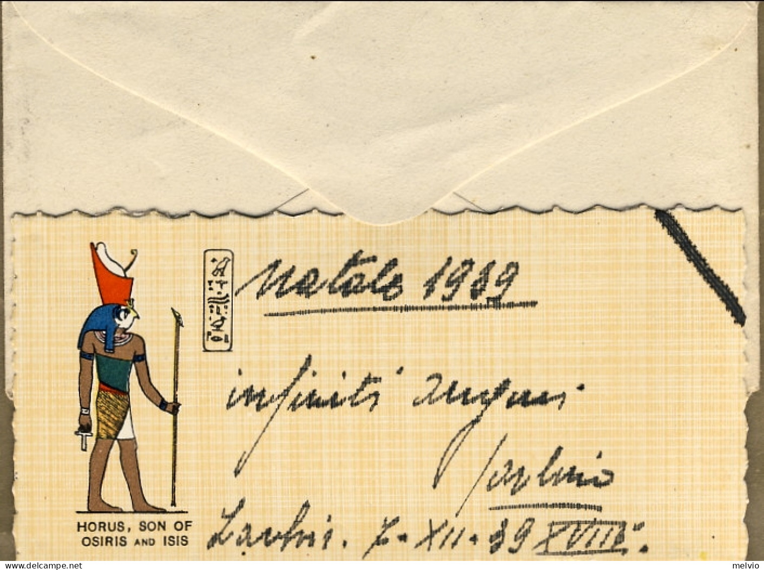 1939-Eritrea Biglietto Da Visita Con Cartoncino Raffigurante La Divinita' Horus  - Erythrée