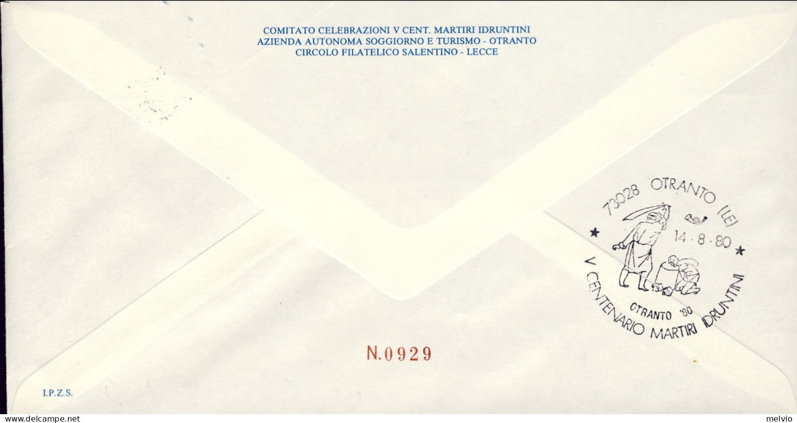 San Marino-1980 Manifestazione Filateliche Otranto 80 Annullo Speciale Figurato  - Airmail