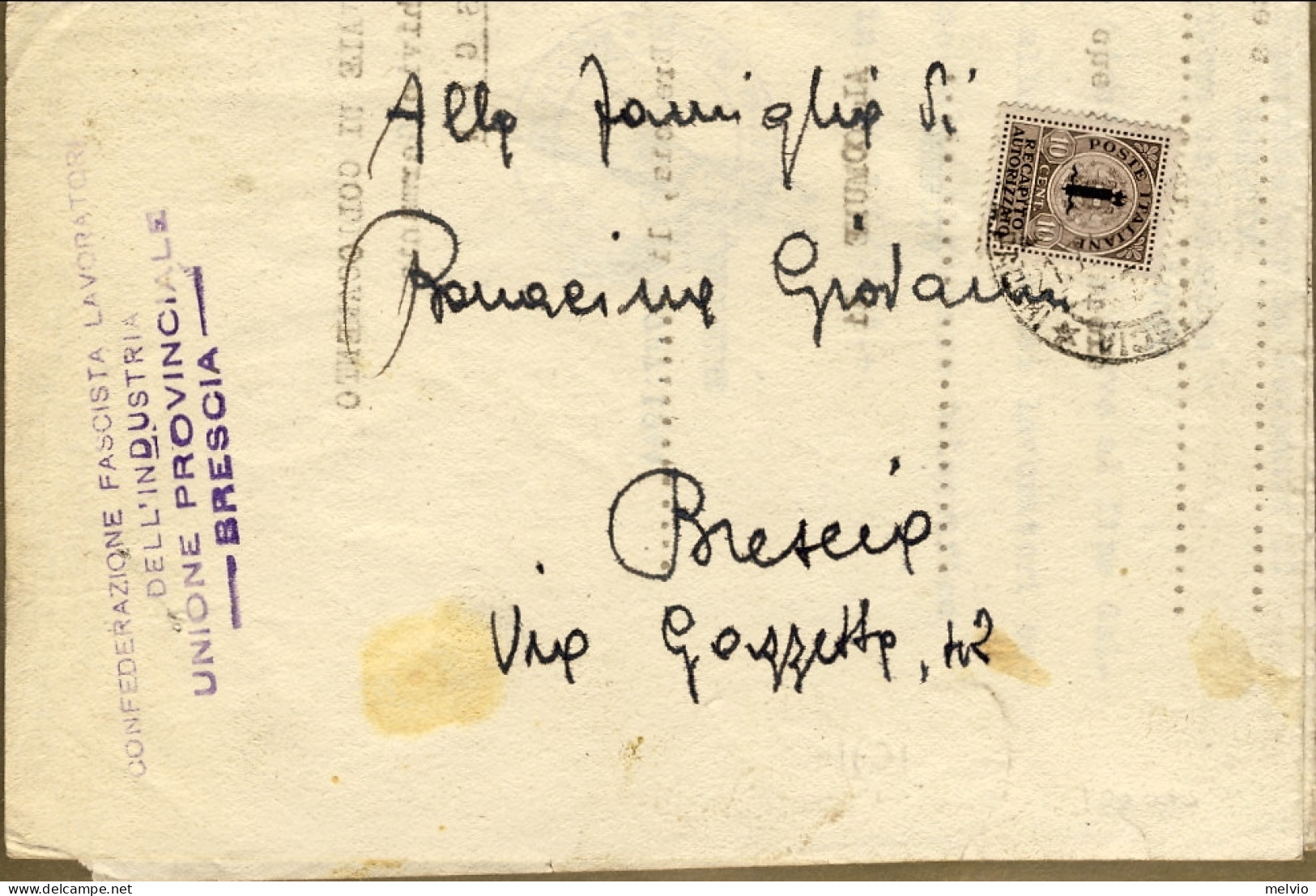 1944-RSI Cat.Sassone Euro 150, Piego Con Affrancatura D'emergenza Costituita Dal - Storia Postale