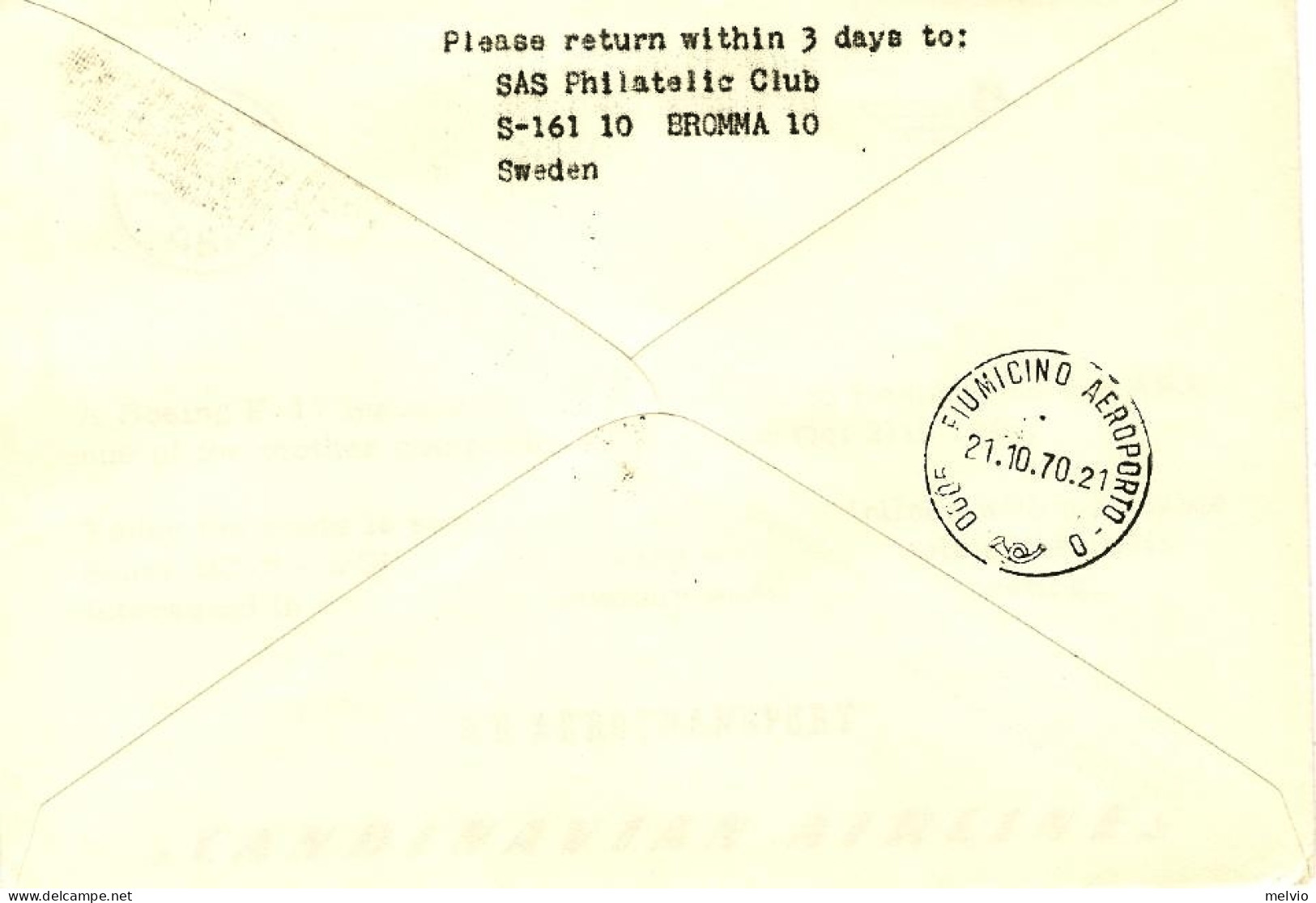 1970-Svezia SAS 25^ Anniversario Del Volo Stoccolma Roma - Briefe U. Dokumente