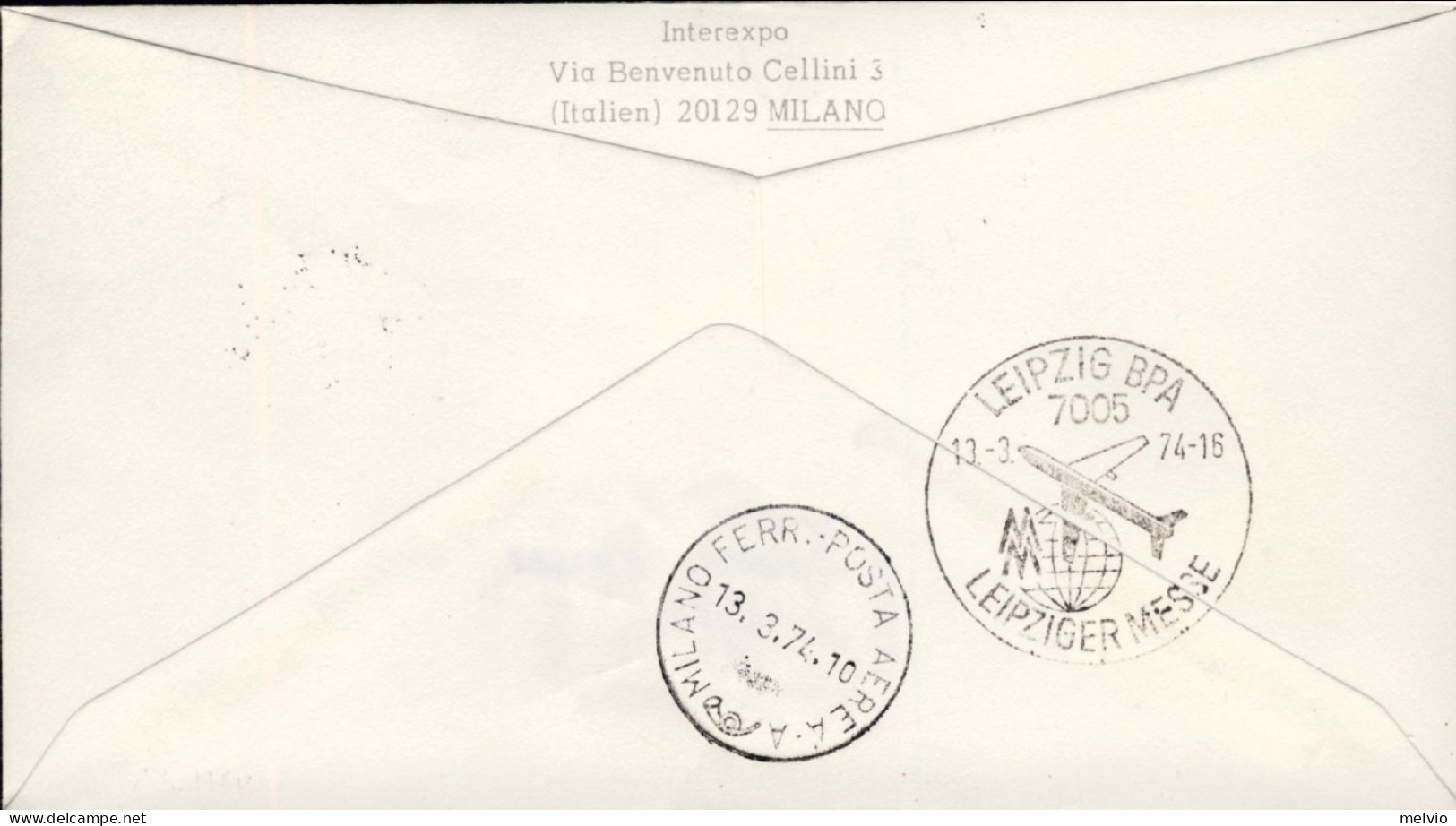 San Marino-1974 Fiera Autunnale Di Lipsia Volo Milano-Lipsia (Leipzig) In Rosso  - Airmail