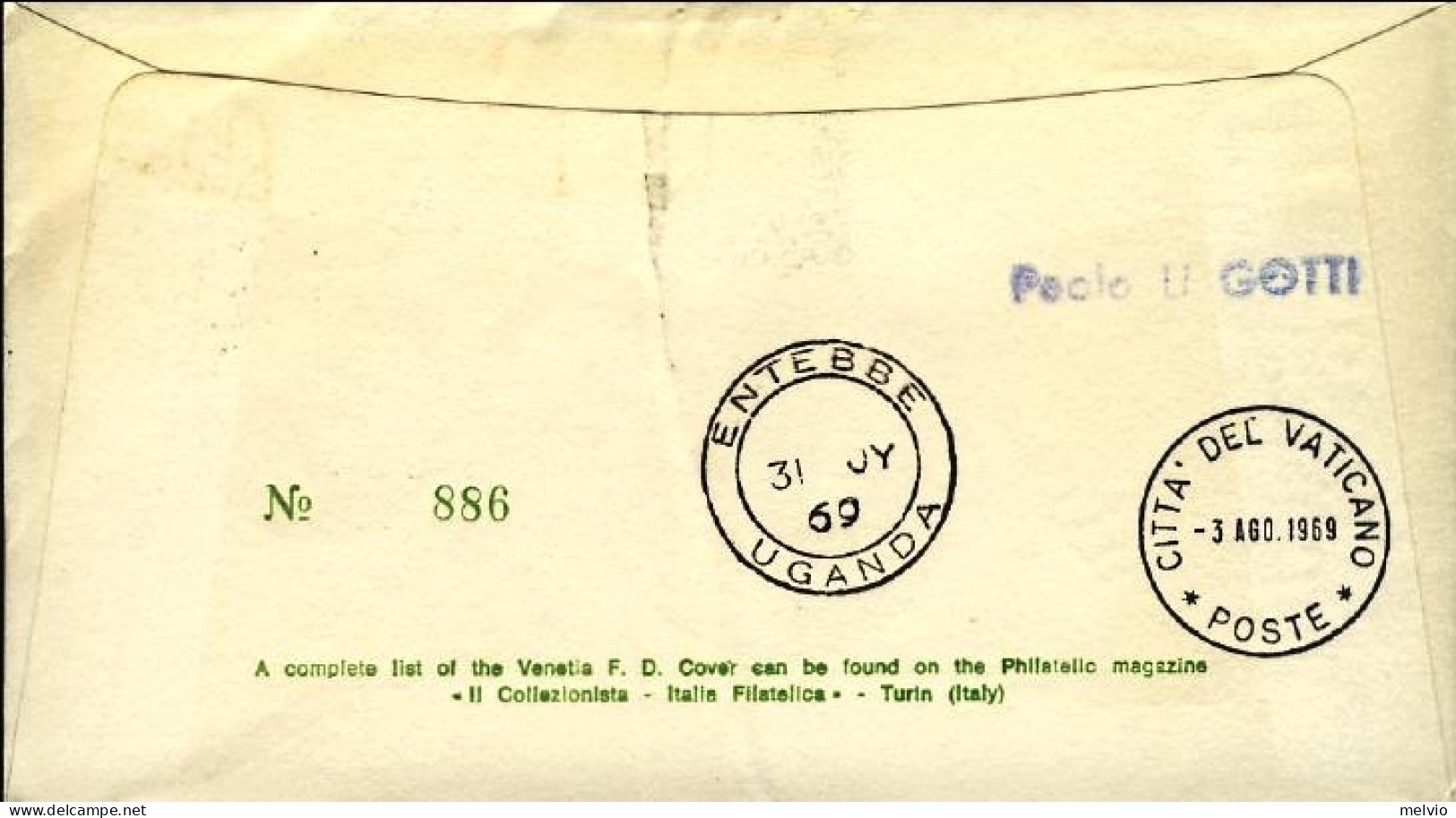 Vaticano-1969  Volo Papale In Uganda Del 31 Luglio Su Fdc Venetia - Airmail