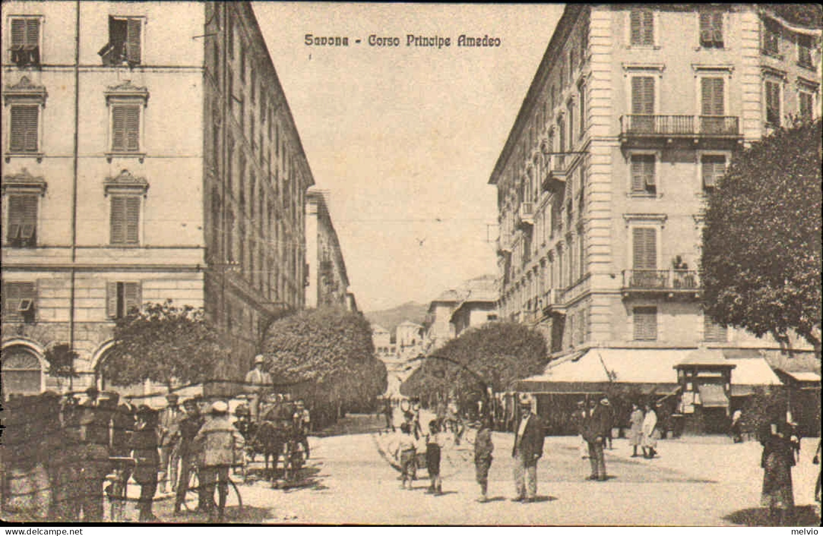 1921-cartolina Savona Corso Principe Amedeo Ma Francobollo Asportato - Savona