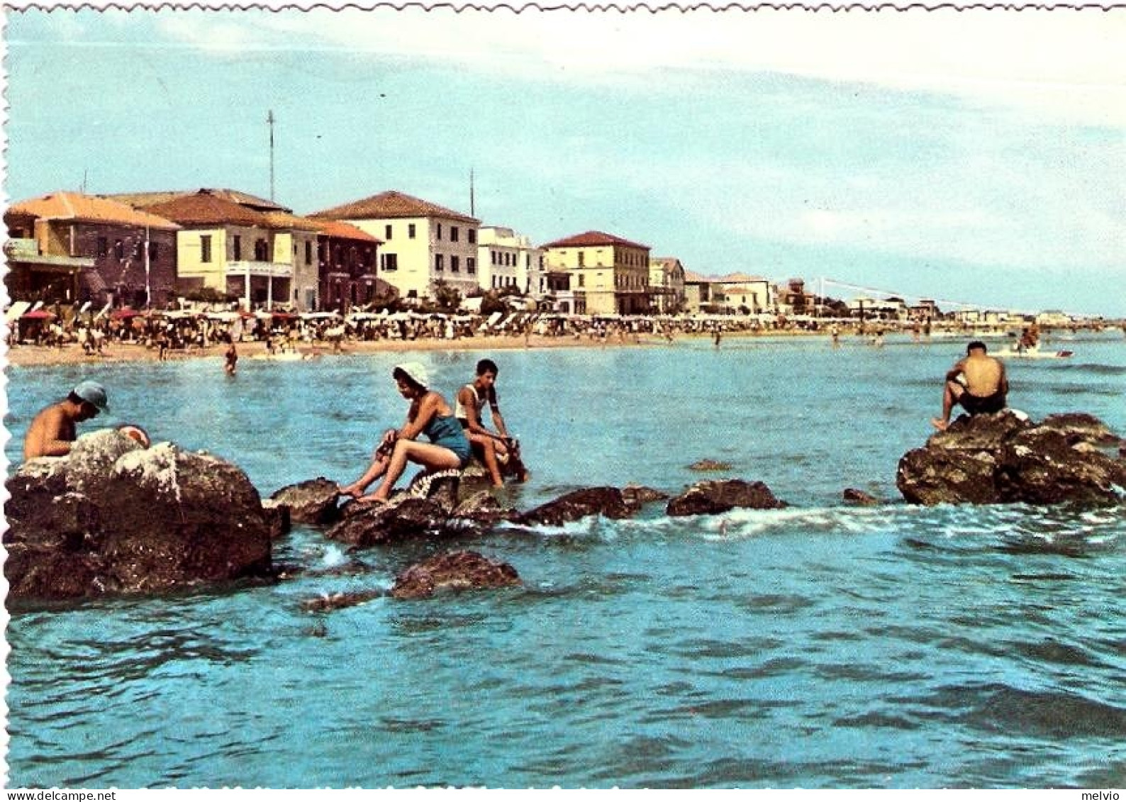 1959-cartolina Viserba Rimini Alberghi Visti Dal Mare, Diretta In Svizzera Affra - Rimini