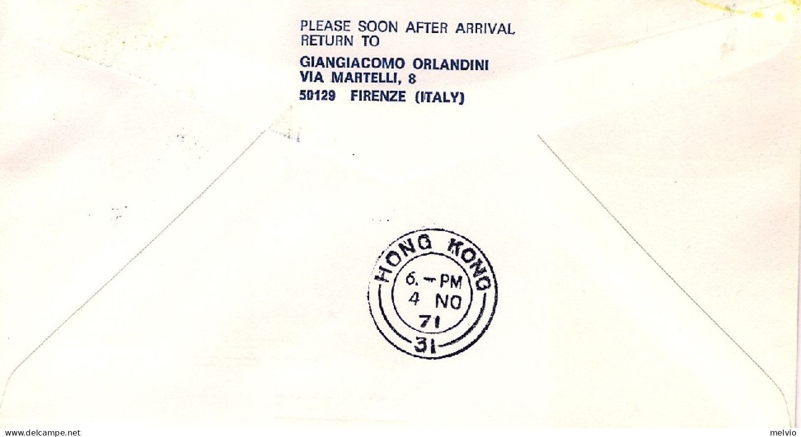 San Marino-1971 I^volo Boeing 747 Lufthansa Roma Hong Kong Del 3 Novembre - Airmail