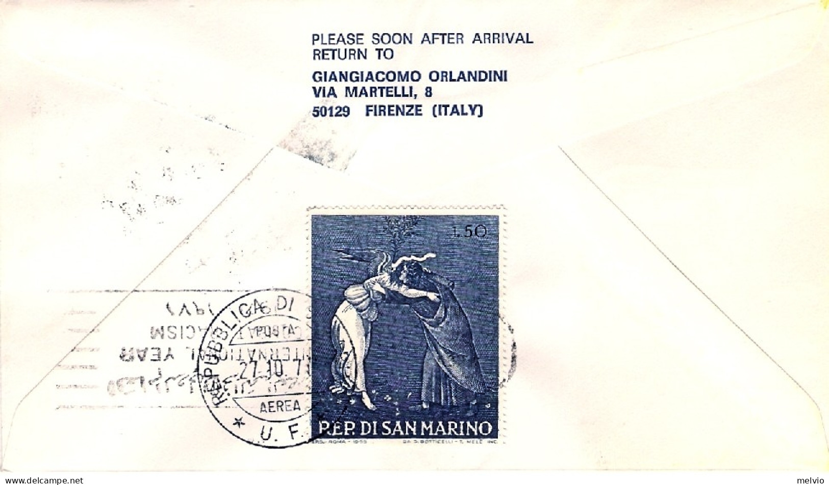 San Marino-1971 I^volo Boeing 747 Lufthansa Roma Kuwait Del 3 Novembre - Poste Aérienne