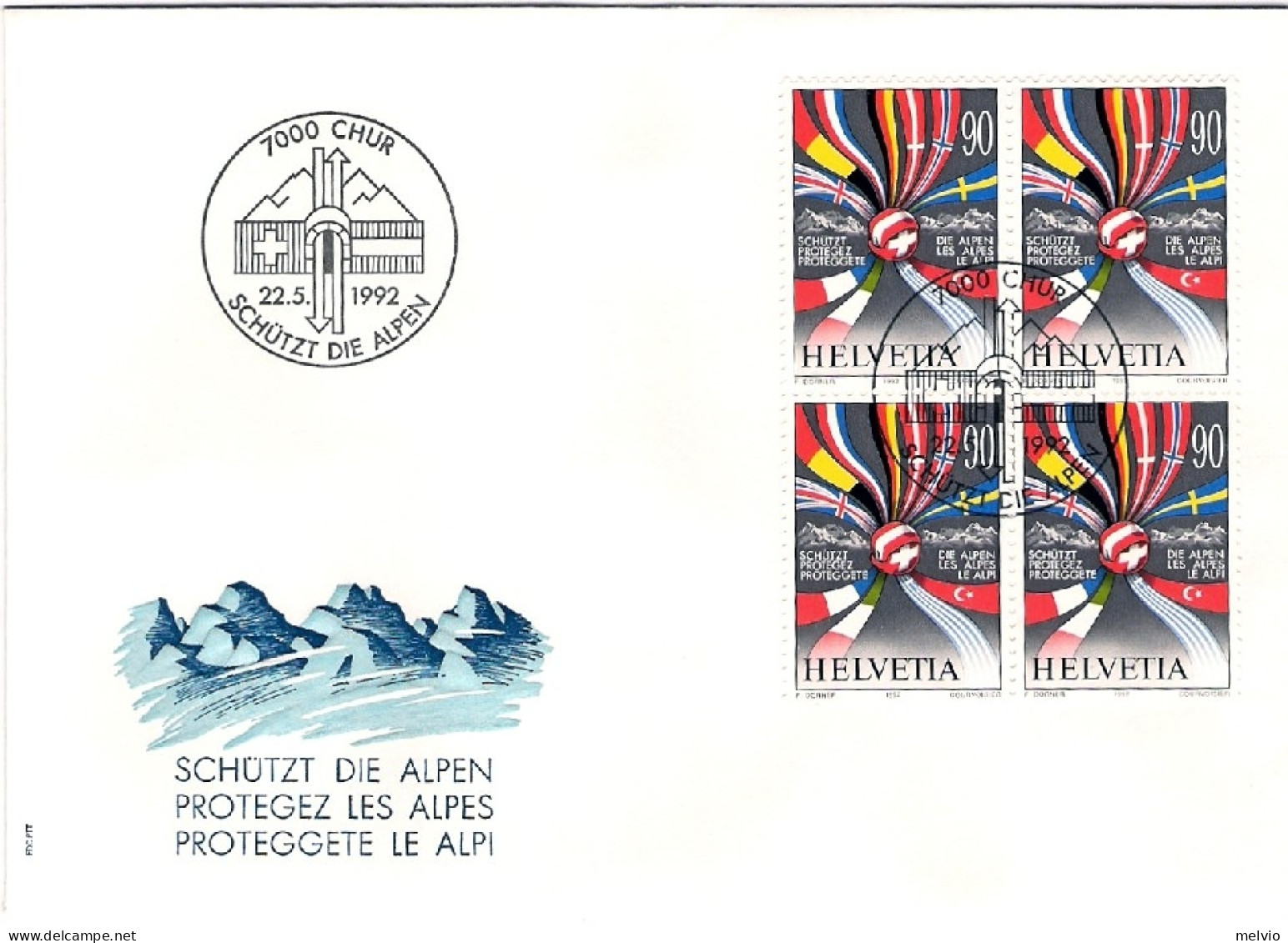 1974-Svizzera Quartina S.1v."8 Centenario Della Citta' Di Berna"su Fdc Illustrat - FDC