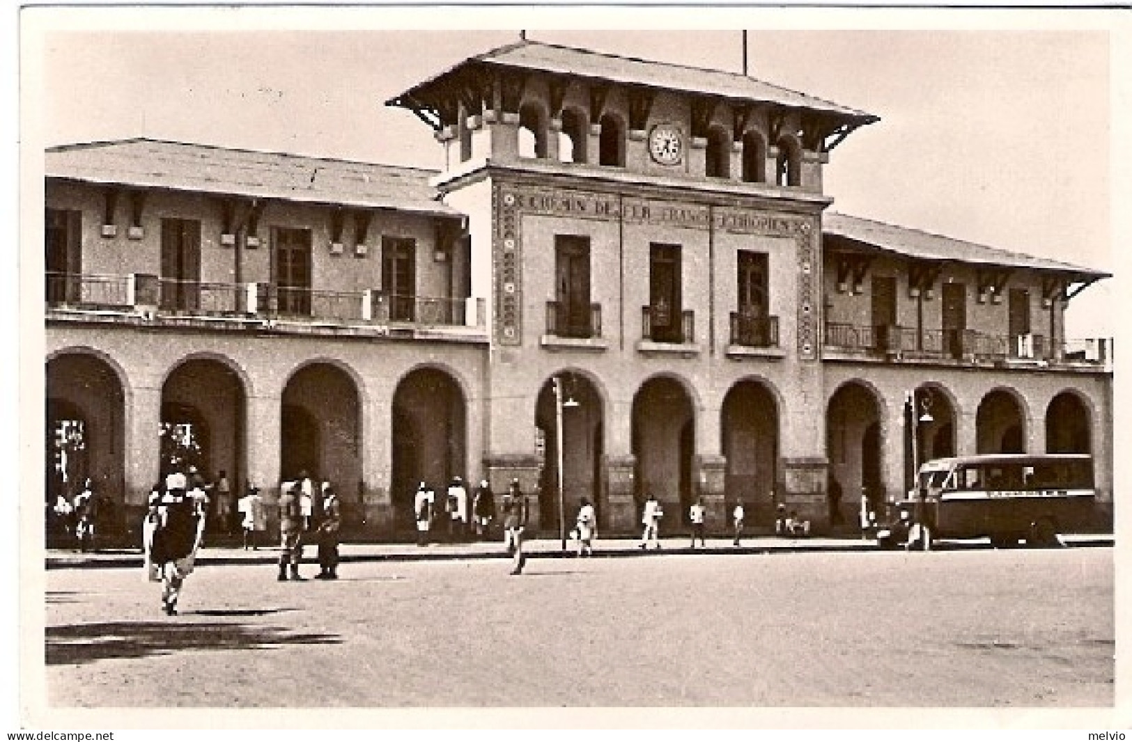 1938-Eritrea Cartolina Foto Addis Abeba La Stazione Ferroviaria,diretta In Itali - Erythrée