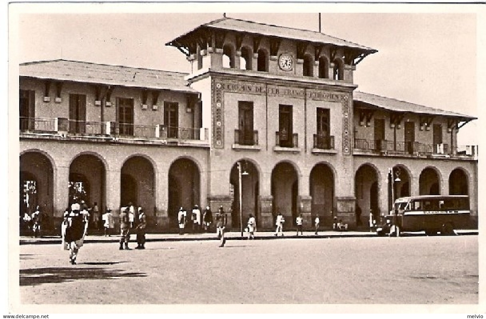 1938-Eritrea Cartolina Foto Addis Abeba La Stazione Ferroviaria,diretta In Itali - Eritrea