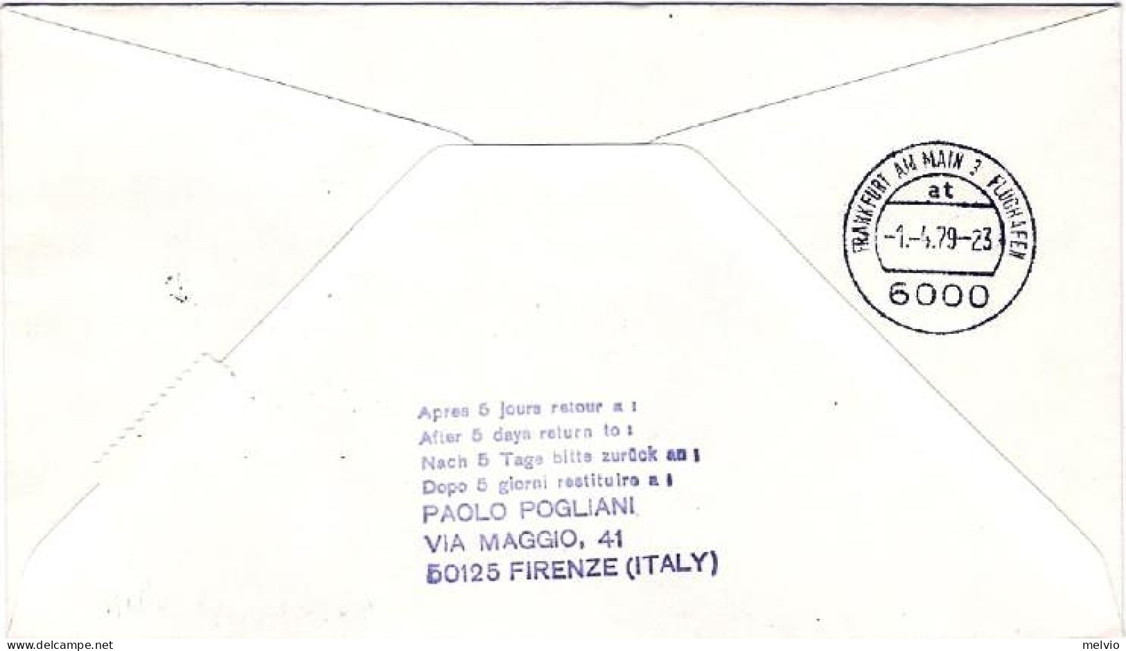 San Marino-1979 Volo Lufthansa Percorso Venezia Francoforte - Airmail