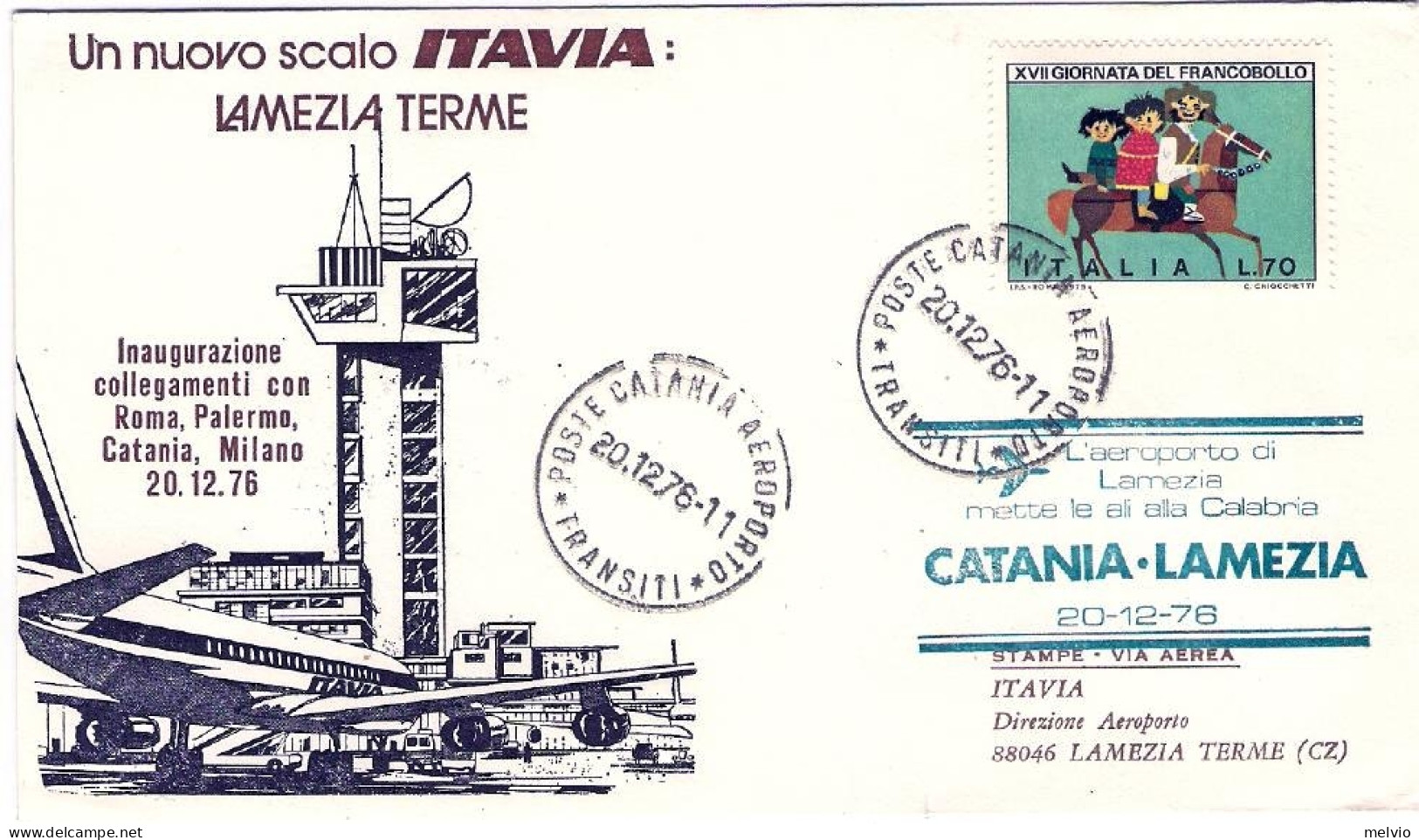 1976-con Bollo L'aeroporto Di Lamezia Terme Mette Le Ali Alla Calabria Volo Cata - Luftpost