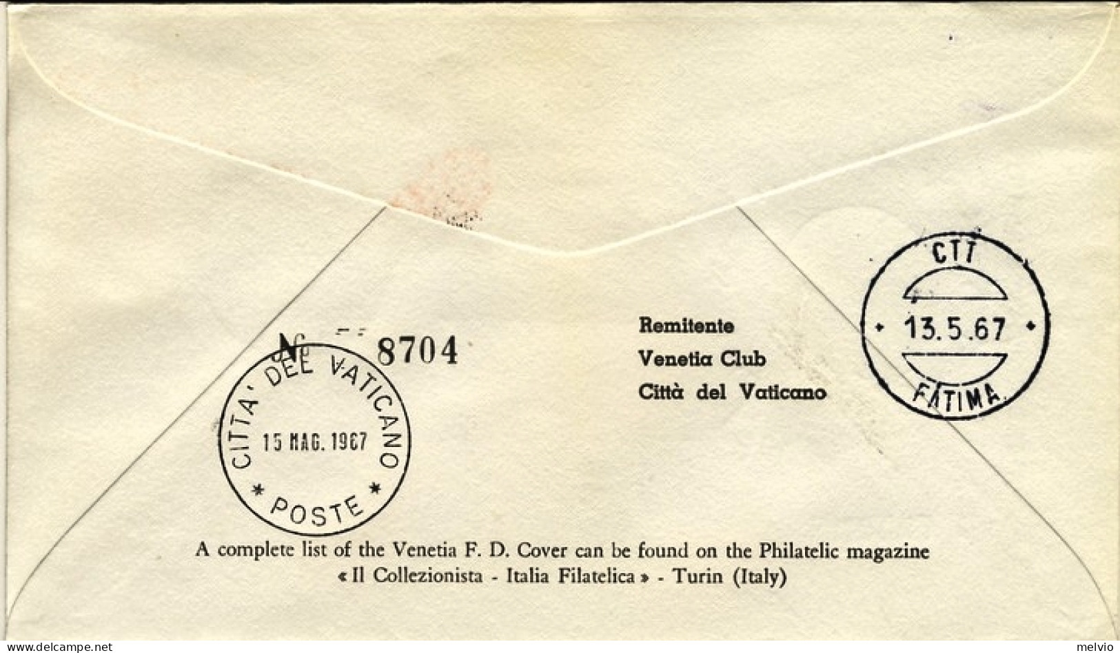 1967-Vaticano Fdc Venetia Pellegrinaggio A Fatima - FDC