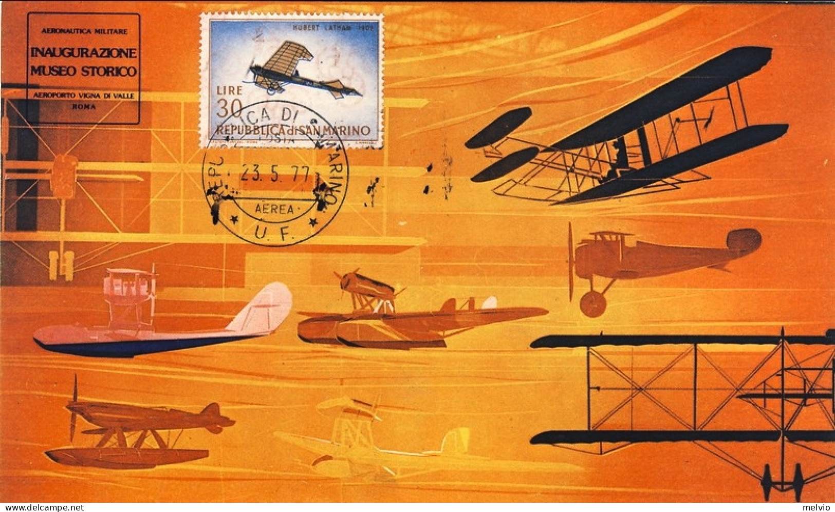 San Marino-1977 Cartolina Illustrata Inaugurazione Museo Storico Percorso Vigna  - Airmail