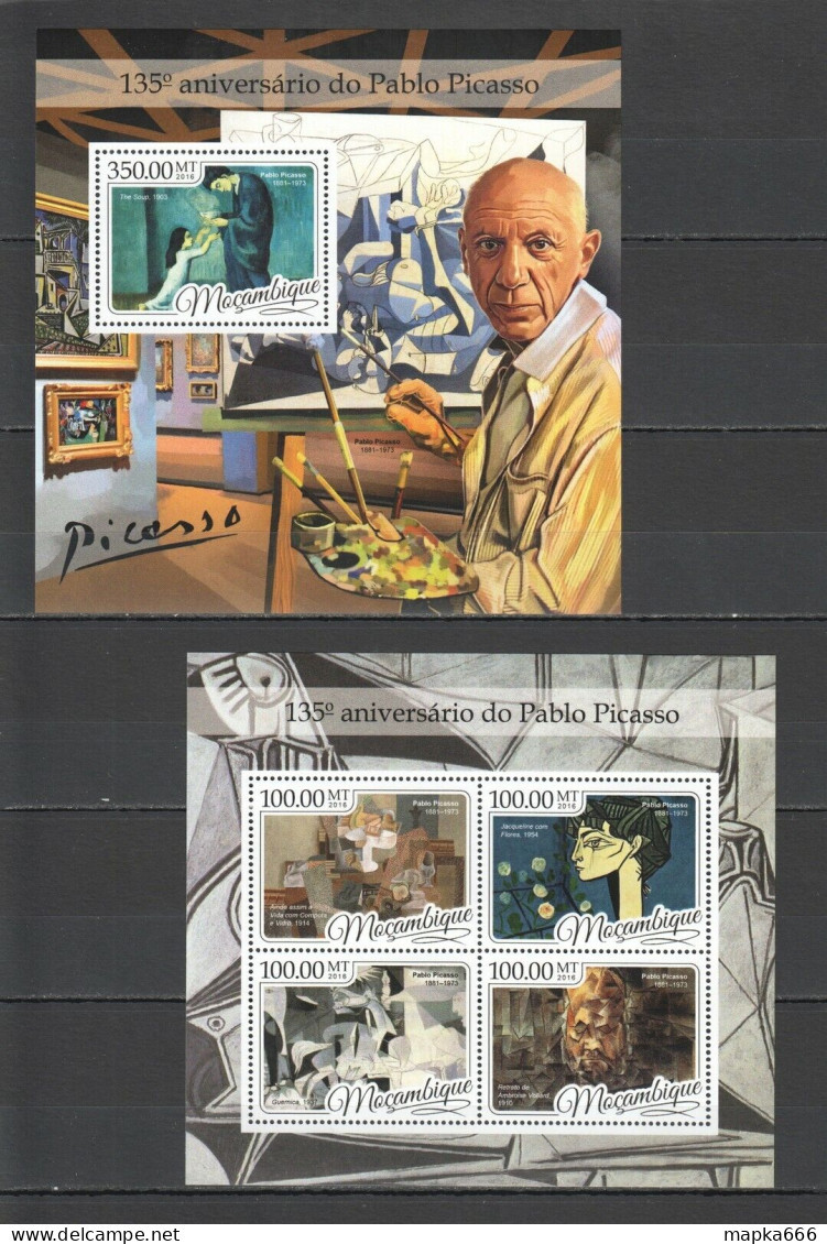 St2237 2016 Mozambique Art Great Painters Pablo Picasso 1Kb+1Bl Mnh - Other & Unclassified