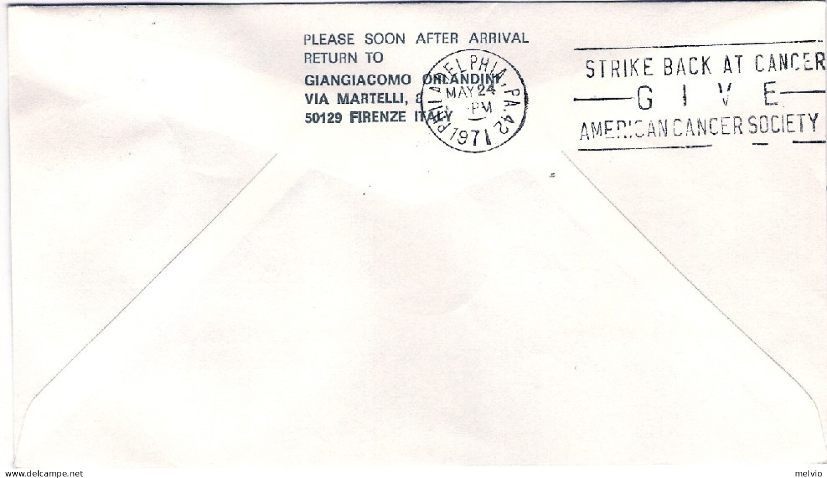 San Marino-1971 I^volo Alitalia Roma Philadelphia Del 24 Maggio - Poste Aérienne