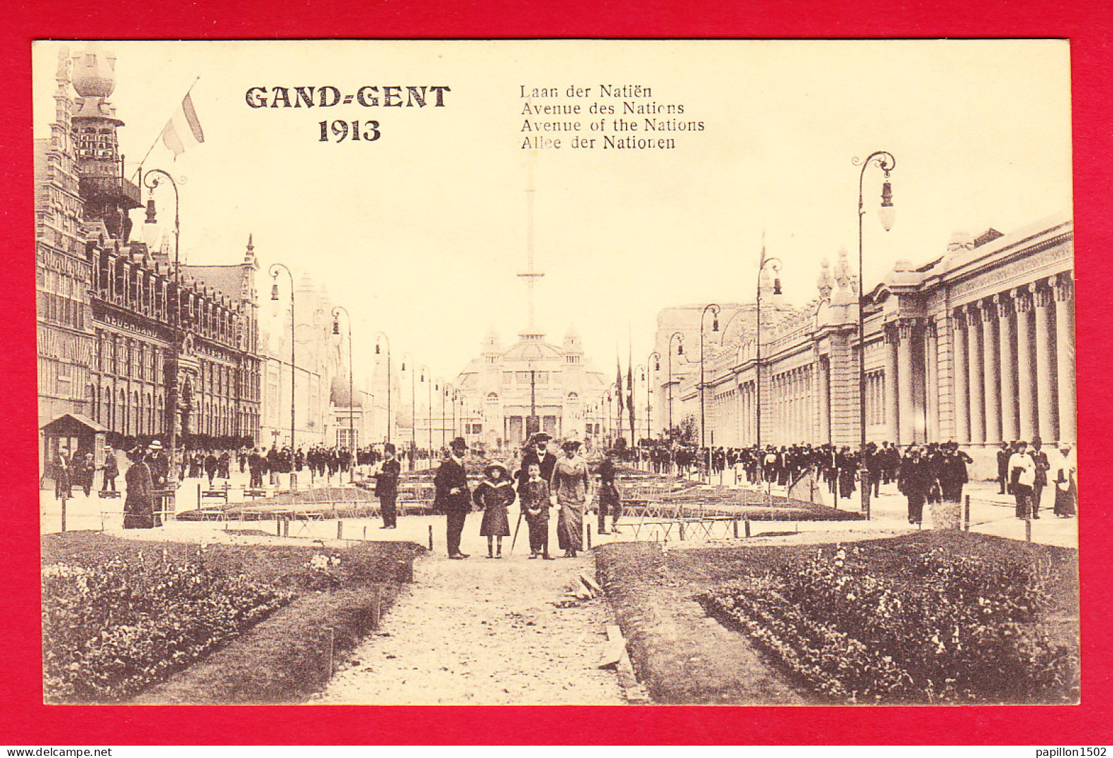 E-Belgique-168P62 GAND - GENT 1913, L'avenue Des Nations, Animation, Cpa BE - Gent