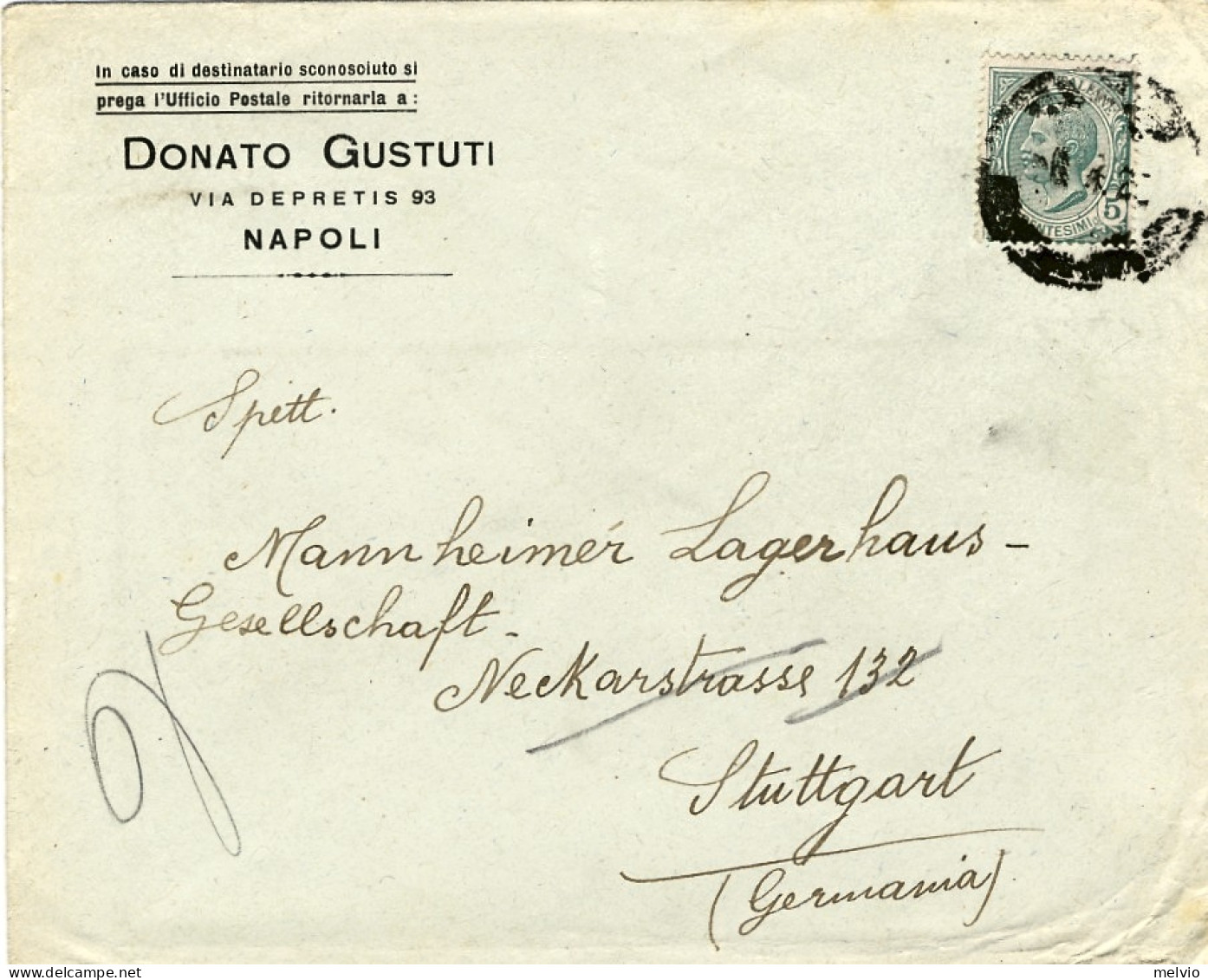 1920-lettera Stampe Diretta In Germania Affrancata 5c.Leoni Isolato - Briefe U. Dokumente