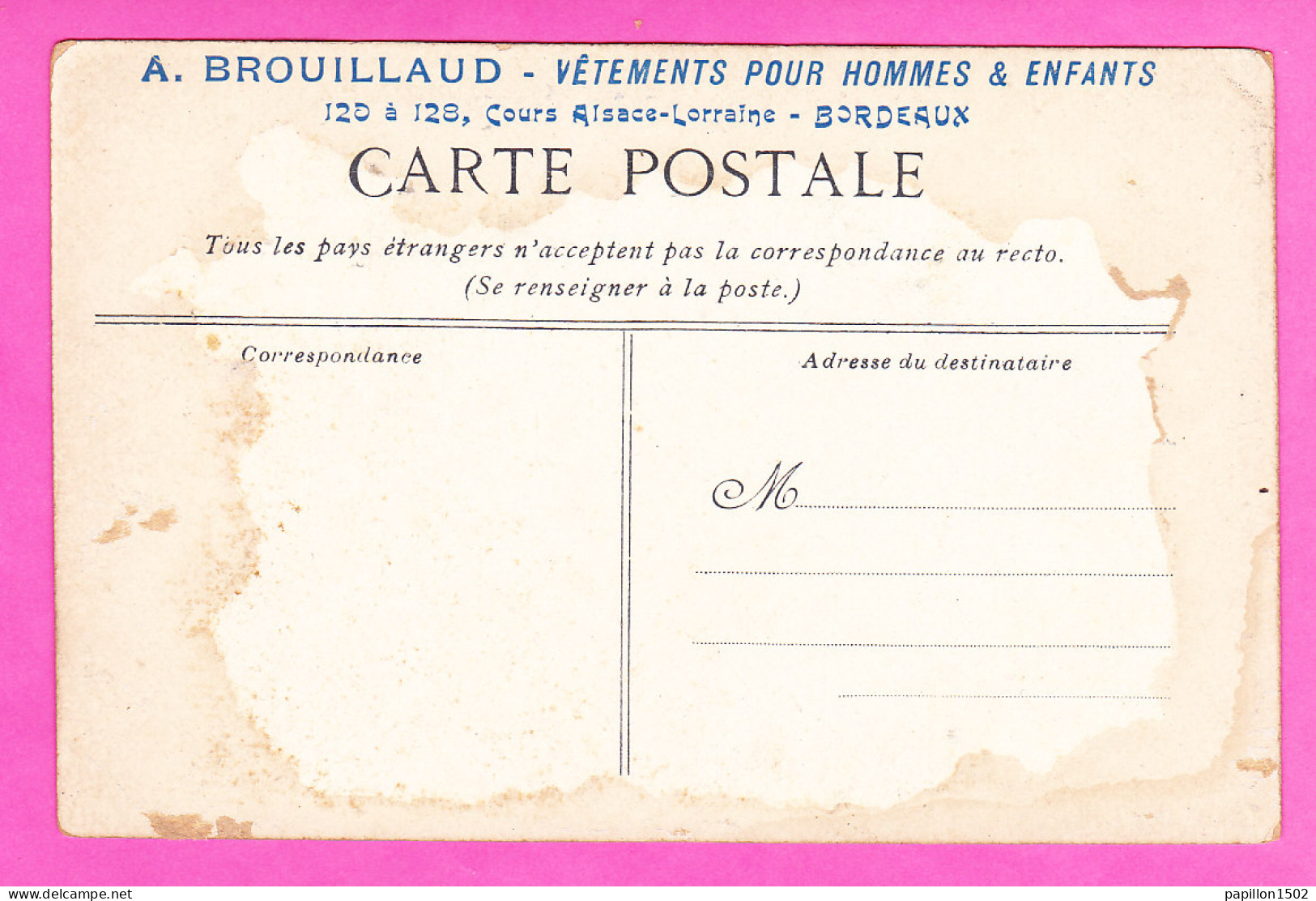 Illust-538P62 GUILLAUME, Motifs De Punition, Voir Verso Pub A. Brouillaud Bordeaux - Guillaume