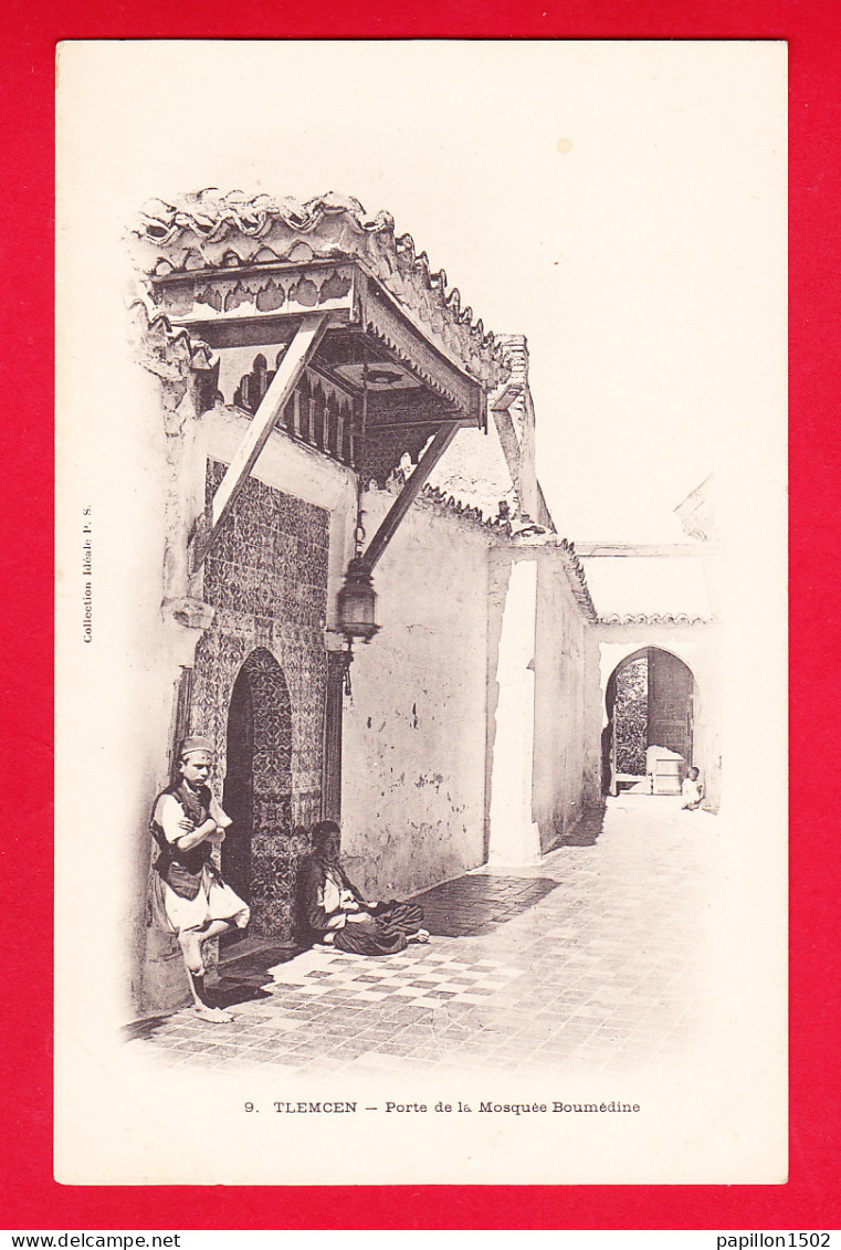 E-Algerie-157P62  TLEMCEN, La Porte De La Mosquée Boumédine, Petite Animation, Cpa Précurseur BE - Tlemcen