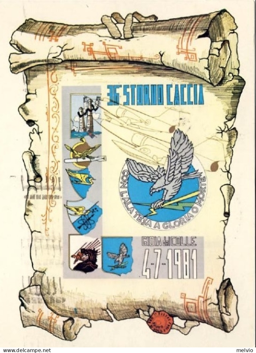 1981-San Marino Cartolina 36^ Stormo Caccia Dispaccio Aereo Gioia Del Colle-Rams - Airmail