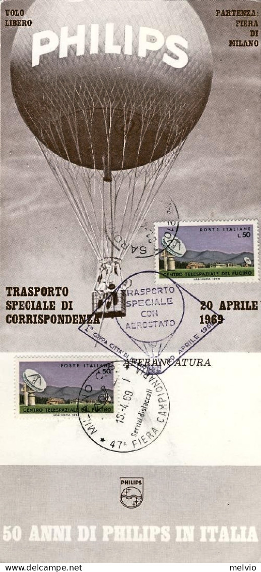 1965-cartolina Mongolfiera Philips Volo Padova Villafranca Del 13 Giugno - Poste Aérienne