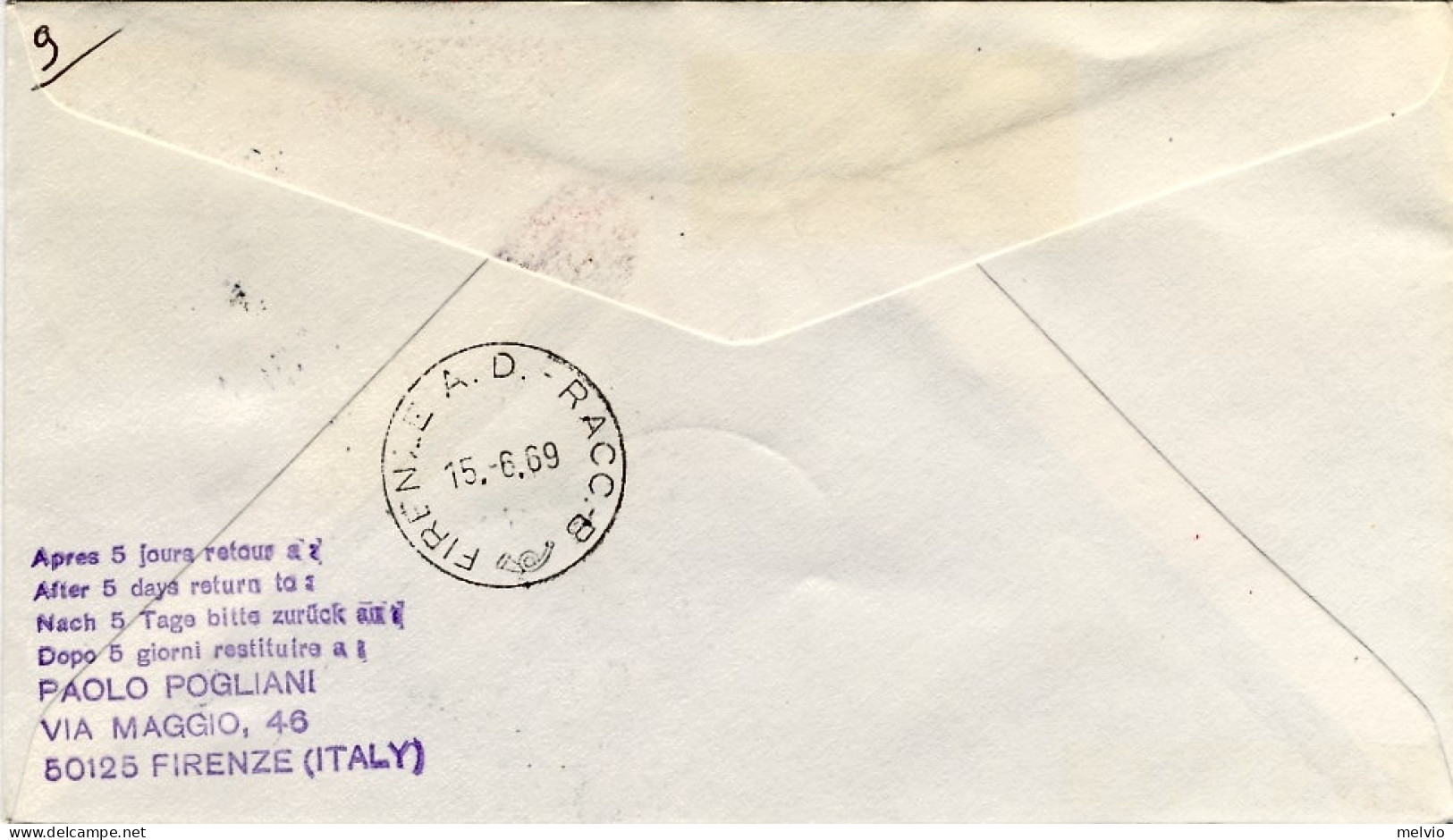 1969-racc. Bollo 1^ Dispaccio Aeropostale Italiano Roma Jeddah Del 9 Giugno - Airmail