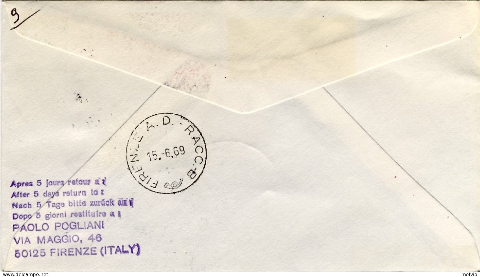 1969-racc. Bollo 1^ Dispaccio Aeropostale Italiano Roma Jeddah Del 9 Giugno - Poste Aérienne