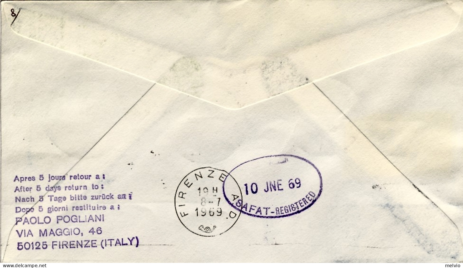1969-racc. Bollo 1^ Dispaccio Aeropostale Italiano Roma-Kuwait Del 9 Giugno - Luchtpost