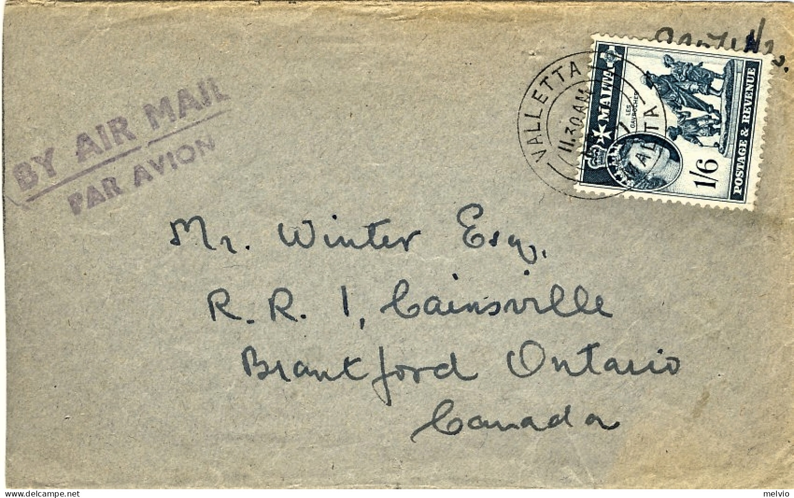 1957-Malta Lettera Affrancata 1/6sh.Elisabetta II^diretta In Canada - Malta